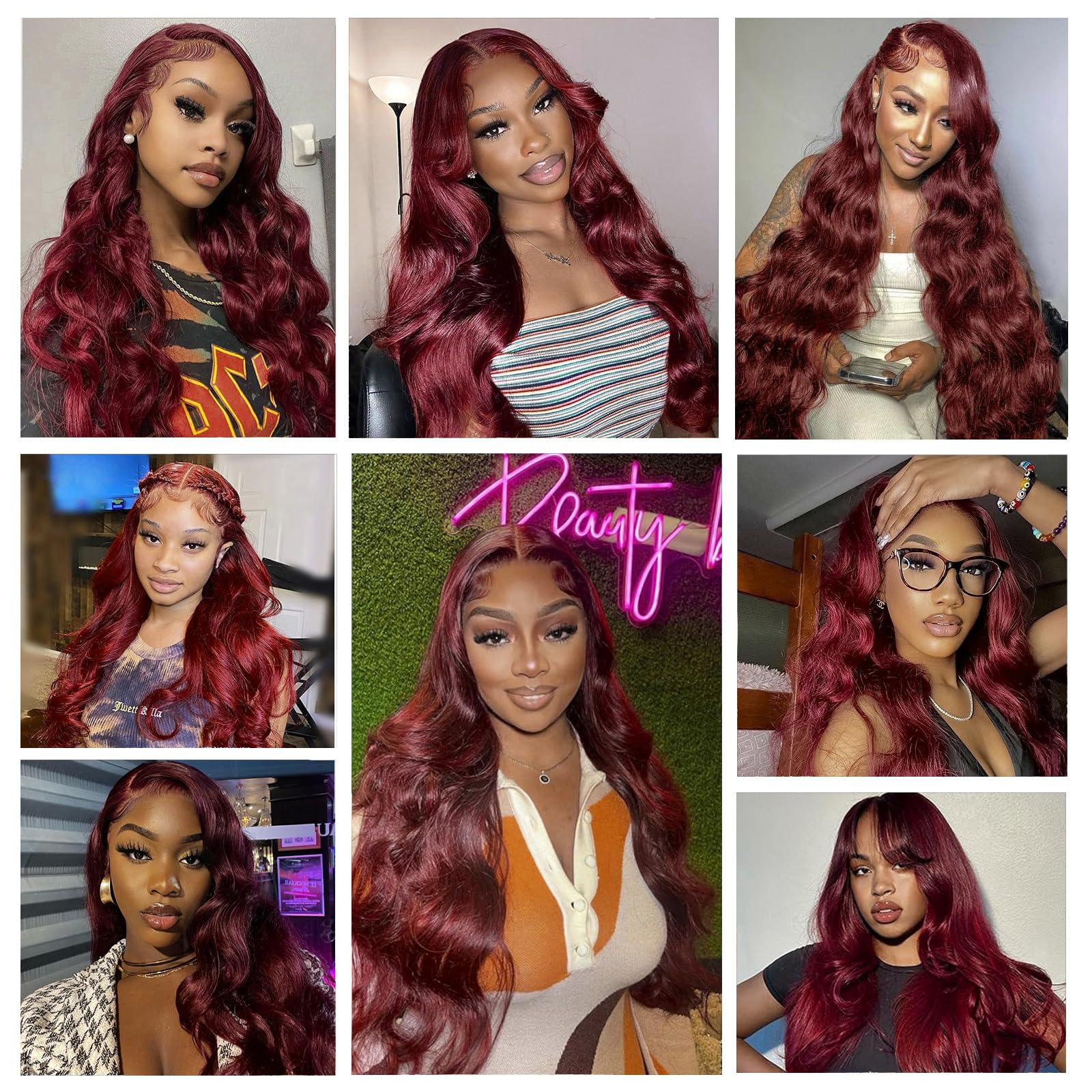 30 Inch Burgundy 99J Body Wave Lace Front Wig - 13x6 HD Transparent Lace Human Hair Wig with Pre-Plucked Hairline & Baby Hair - 200% Density Glueless Lace Frontal Wig for Women - Perfect for Daily Wear, Cosplay, and Special Occasions