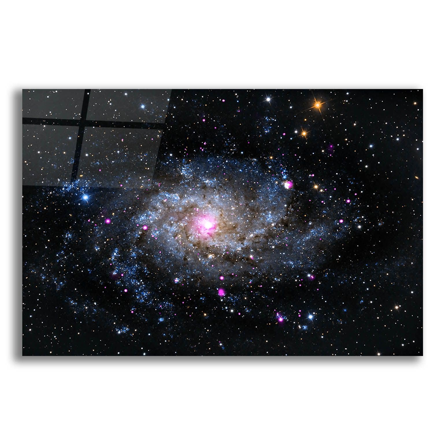 Epic Art 'Messier 33' Galaxy Acrylic Glass Wall Decor - 24x16 Inches Modern Space-Themed Home Decor - Perfect for Living Room, Bedroom & Office Spaces