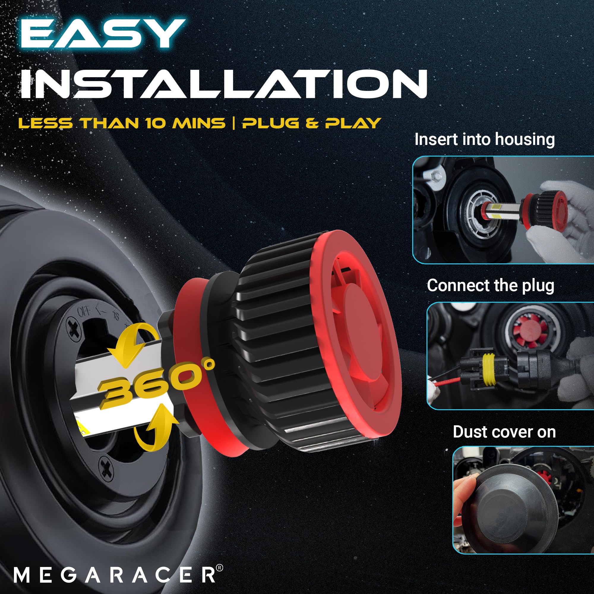 H11 H8 H9 LED Fog Light Bulbs - 600% Brighter, 6000K Pure White - Plug and Play Car Fog Lamp Replacement - Pack of 2 - Perfect for Night Driving, Off-Roading & Bad Weather Conditions