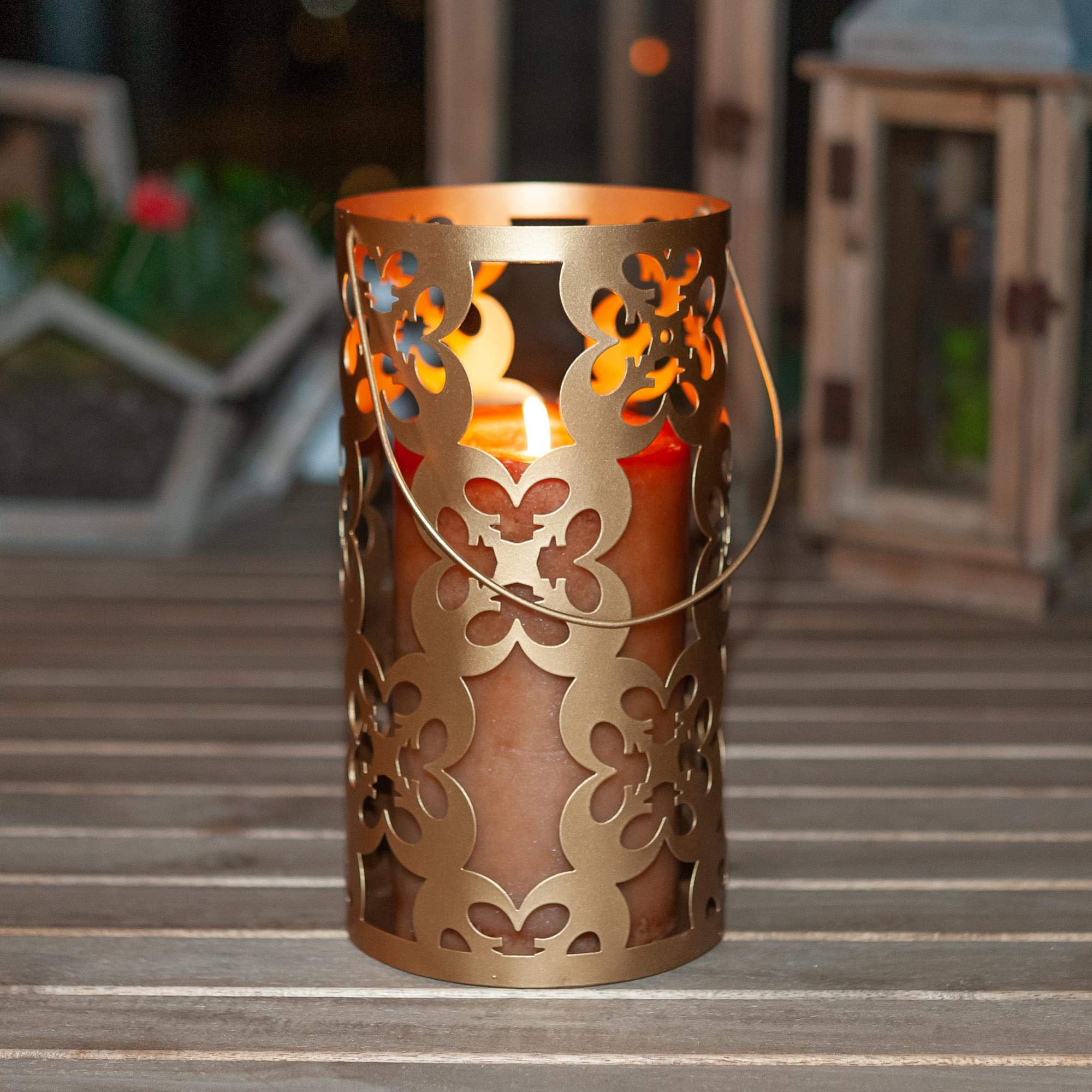 Star Wars Iron Lantern with Handle - Gold Die Cut Rebel Symbol Clusters for Indoor & Outdoor Decor - 11.5 Inches Tall - Perfect for Star Wars Themed Parties, Home Theater Rooms, and Backyard Gatherings