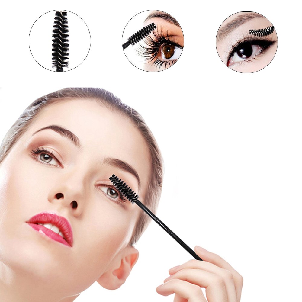 300 PCS Professional Eyelash Extension Kit - Disposable Lash Spoolies, Micro Swab Brushes, Mascara Wands & Lip Brushes for Eyelash Extensions, Tattoo & Makeup Application (Black) - Perfect for Salon Professionals & DIY Beauty Enthusiasts
