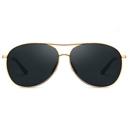 00-aviator Sunglasses-black Lens Gold Frame