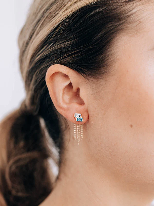 Deux Carré Fringe Earrings for Women - Trendy Geometric Drop Dangle Earrings - Perfect for Parties, Weddings & Date Nights