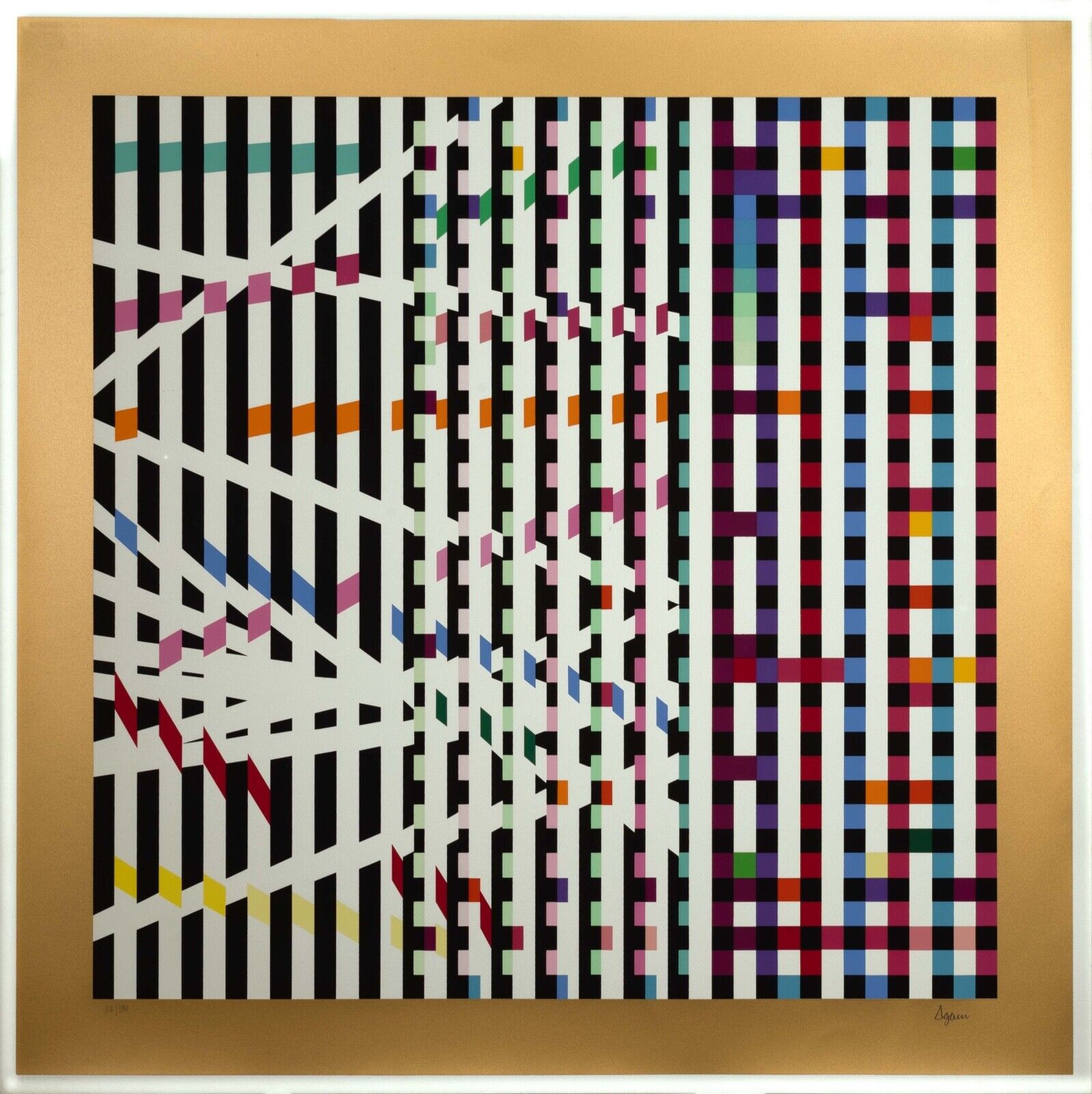 Yaacov Agam Multi Mag Rhythm (Gold) Signed Op Art Modern Silkscreen 86/180 UF - Limited Edition Abstract Wall Art for Home & Office Decor