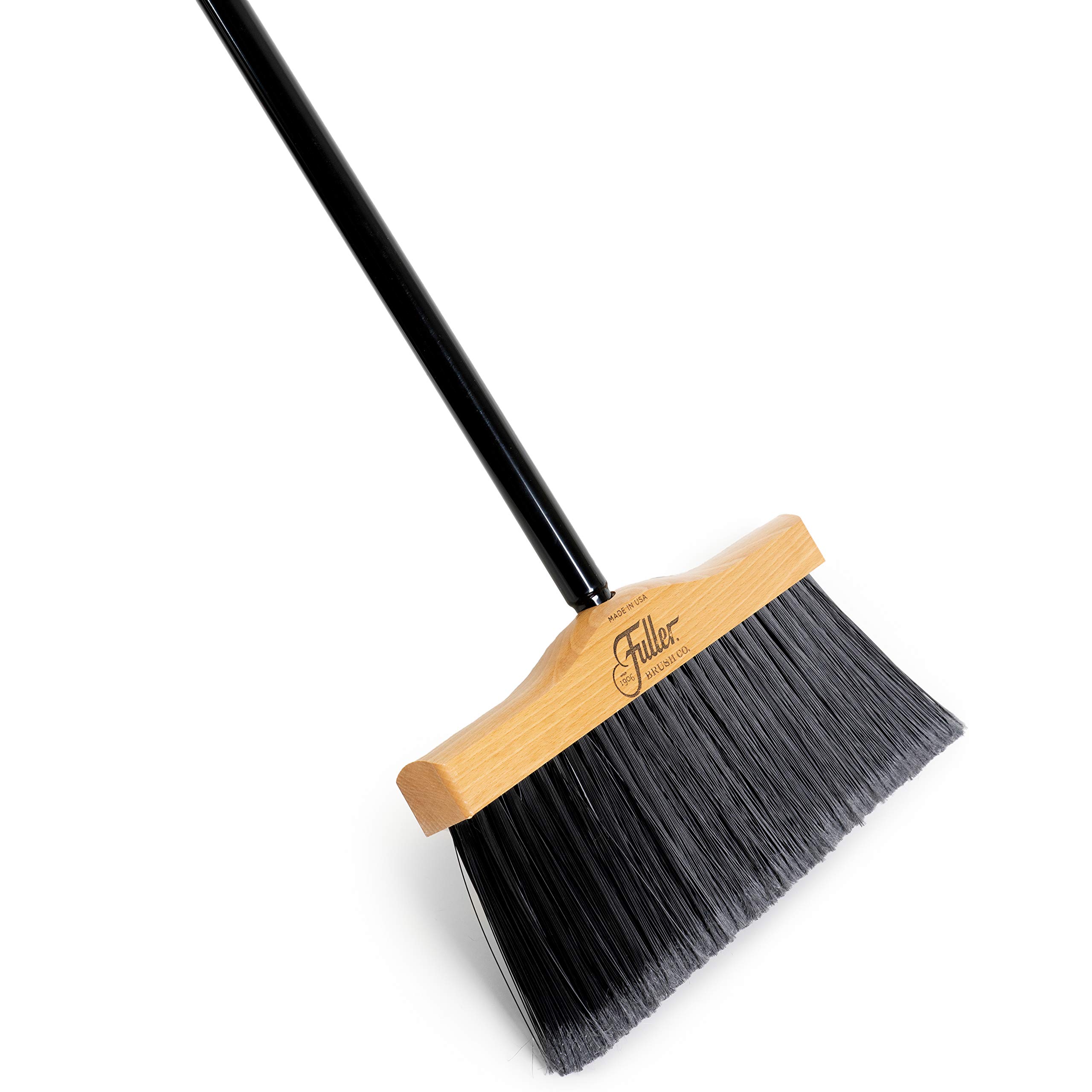 **Fuller Brush Heavy-Duty Indoor/Outdoor Broom - Wide Wooden Sweeper Head with Long Bristles & 2-Piece Steel Handle - 2 Sizes for Kitchen, Garage, Deck & Yard Cleaning**