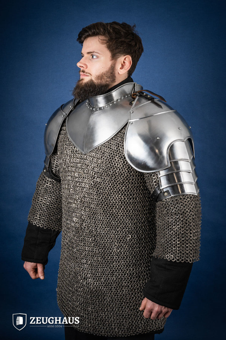 Polished Knight Pauldron - Medieval Armor Shoulder Plate for LARP, Cosplay & Renaissance Fairs | Authentic Costume Accessory for Historical Reenactments