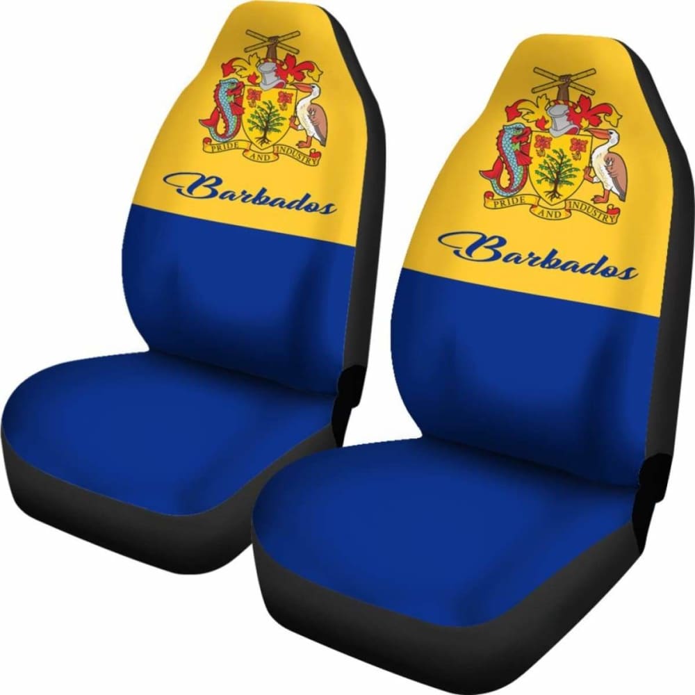 Barbados Coat of Arms Car Seat Covers - Premium Custom Fit for 5-Seater Vehicles - Durable & Stylish Car Accessories for Protection & Comfort - Perfect for SUVs, Trucks & Family Cars