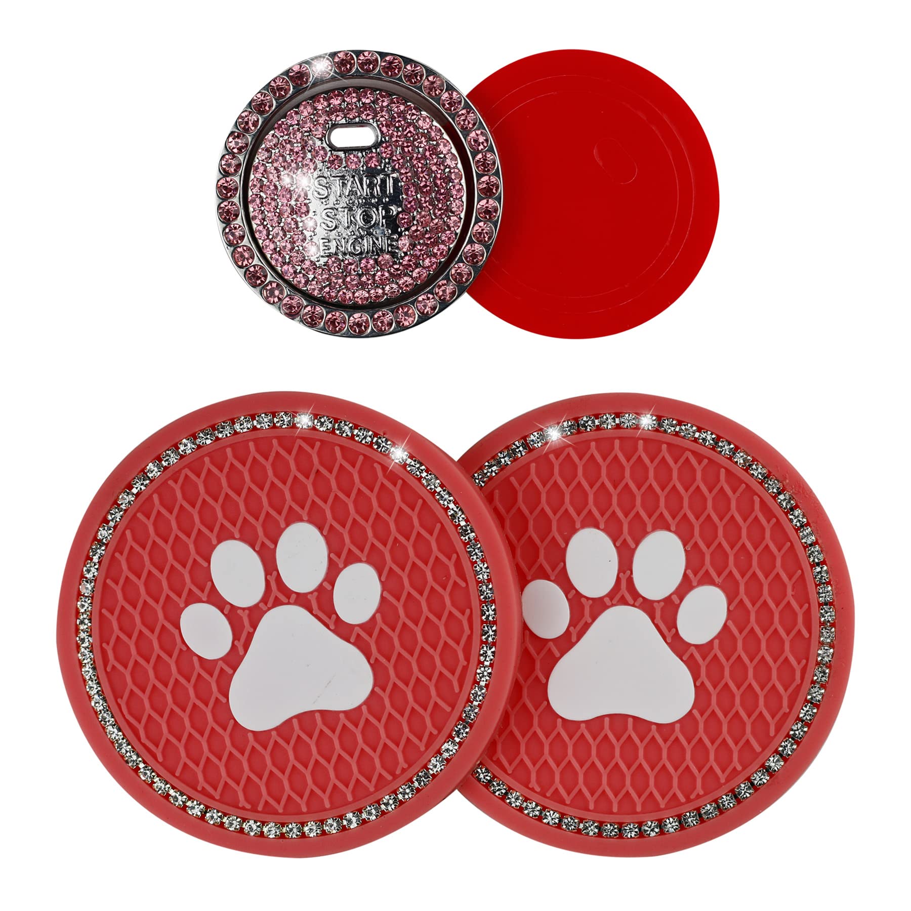 4 Pack Universal Bling Rhinestone Cup Holder Coasters - 2.75