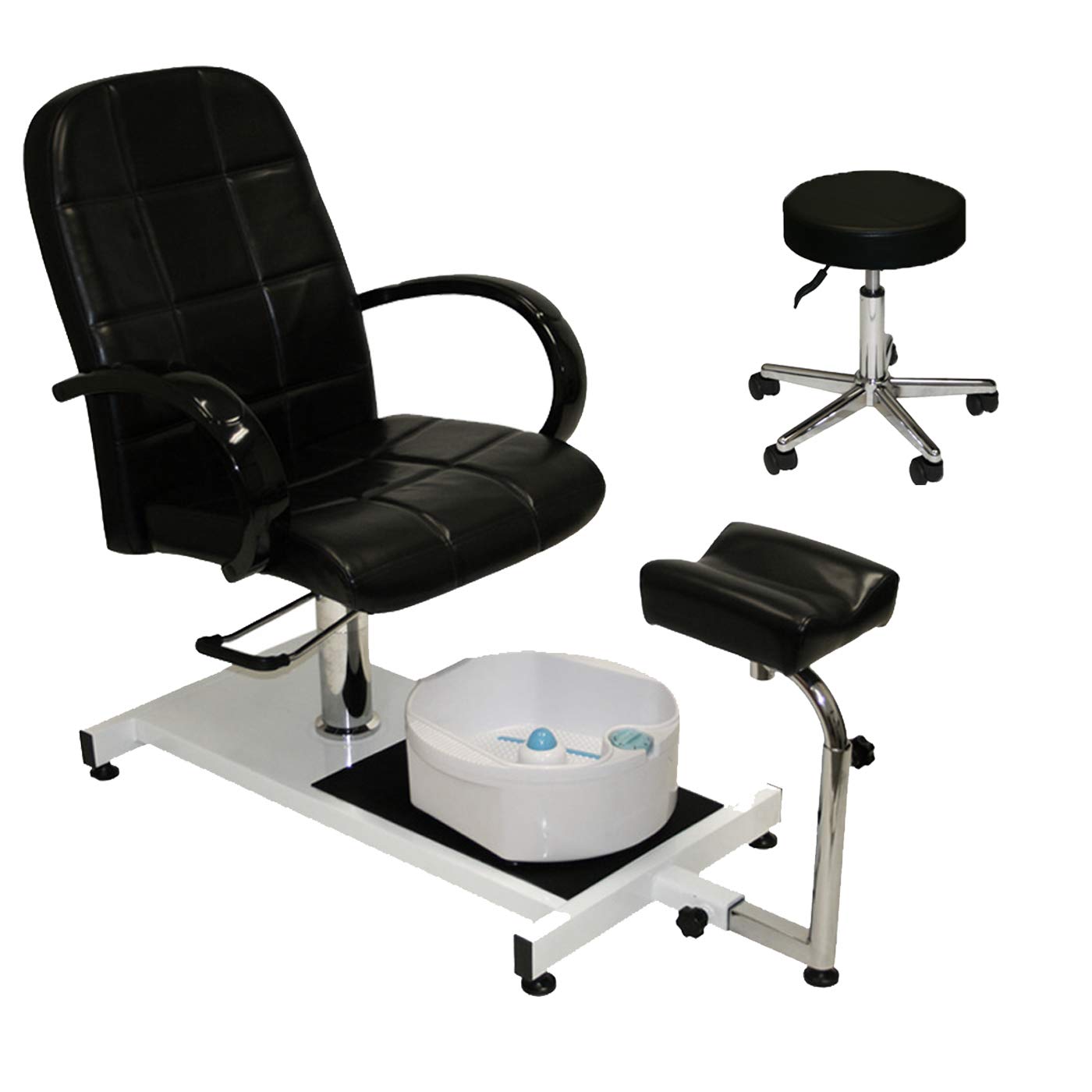 XYZ Beauty Professional Black Hydraulic Adjustable Pedicure Chair with Easy-Clean Bubble Massage Foot Spa - Perfect for Nail Salons, Spas & Home Pedicure Treatments
