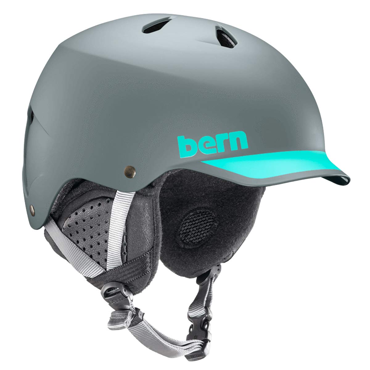 Bern Winter Watts EPS Snow Helmet - Matte Grey & Aqua with Black Liner - Small Size - Lightweight & Durable Ski & Snowboard Helmet for Men & Women - Perfect for Skiing, Snowboarding & Winter Sports