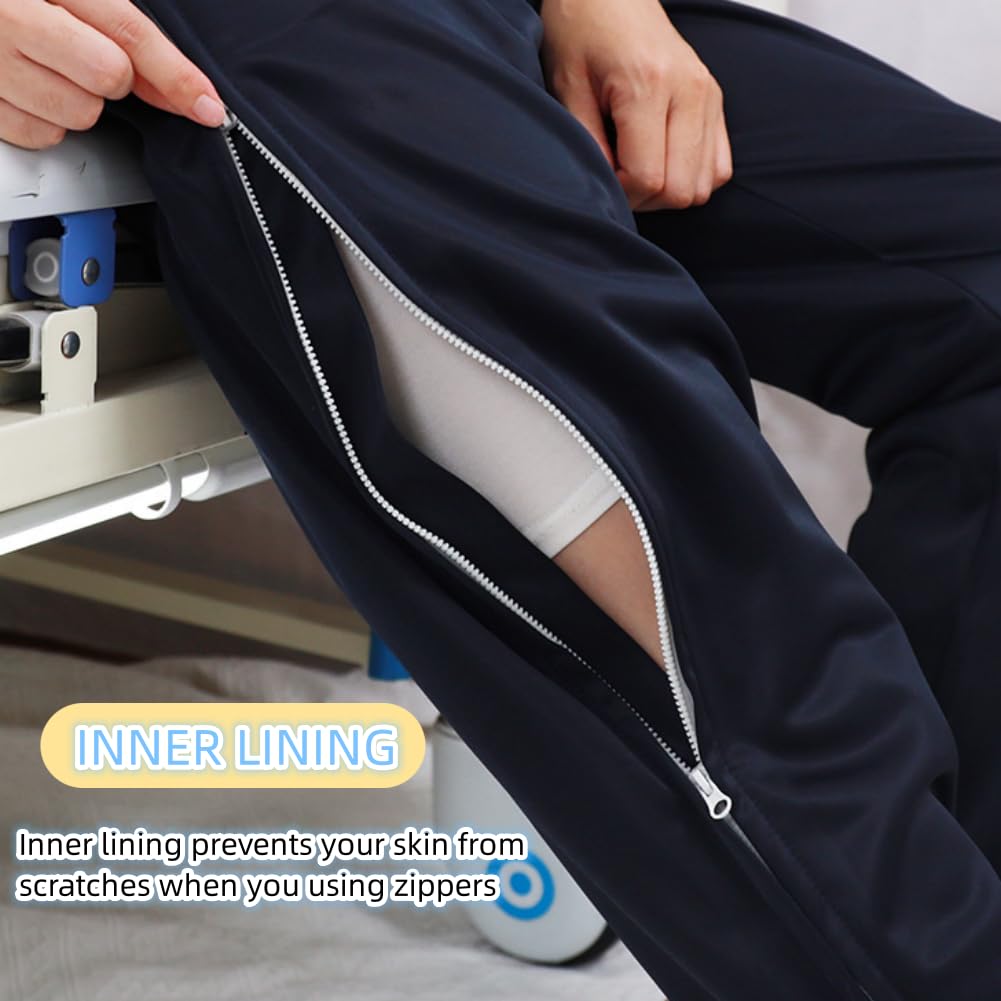 WEEOATAR Unisex Bedridden Patient Clothing - Easy Open Zipper & Tear Away Pants for Disabled & Elderly Care - Comfortable Nursing Aid Wear for Hospital, Home & Rehabilitation Use