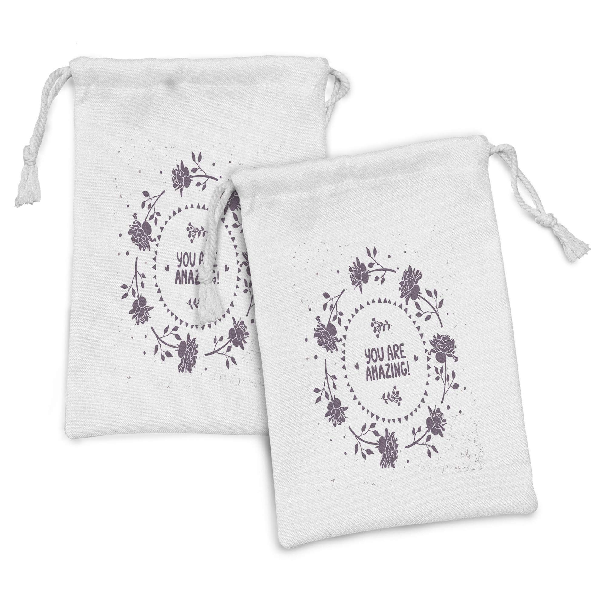 Ambesonne Romantic Love Themed Fabric Pouch Set of 2 - 9