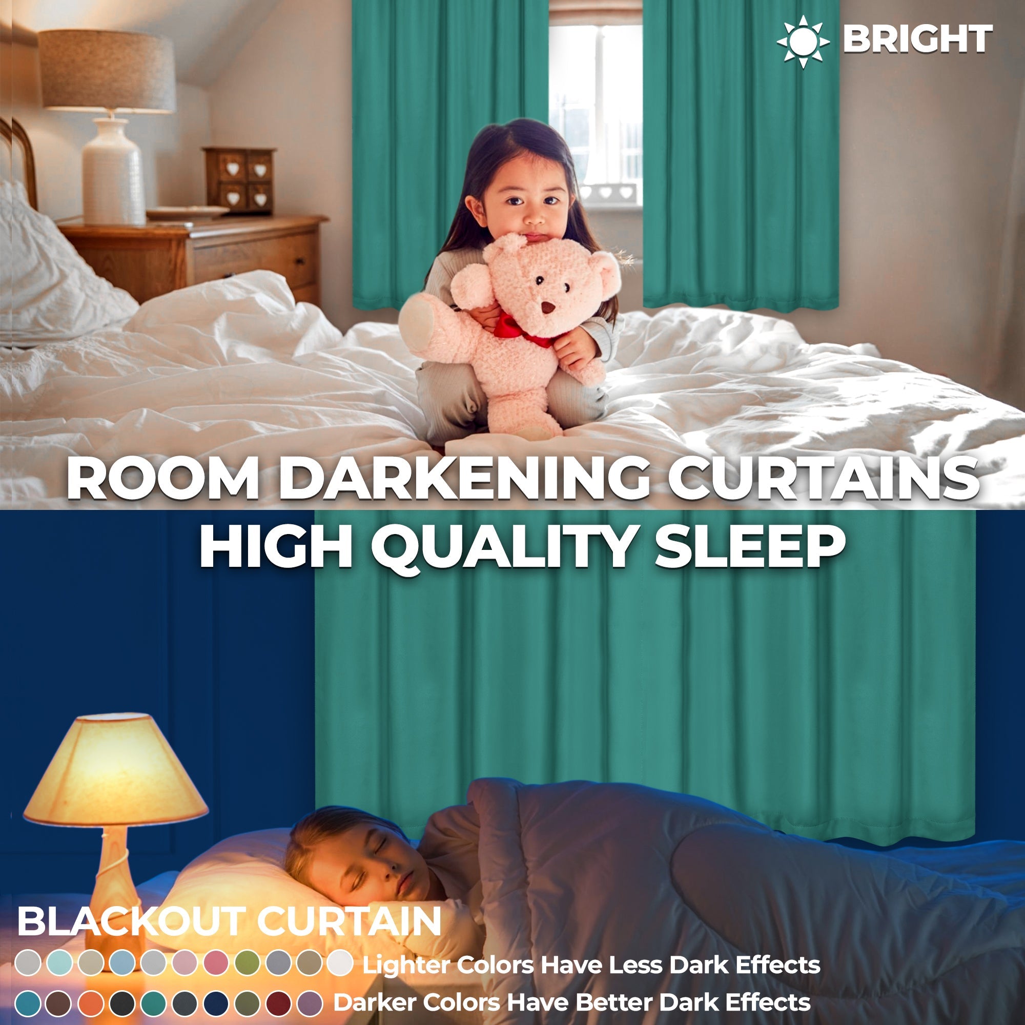 Machine Washable Blackout Curtains Set of 2 - Solid Color Room Darkening Window Drapes for Bedroom, Living Room & Nursery - Noise Reducing & Energy Efficient