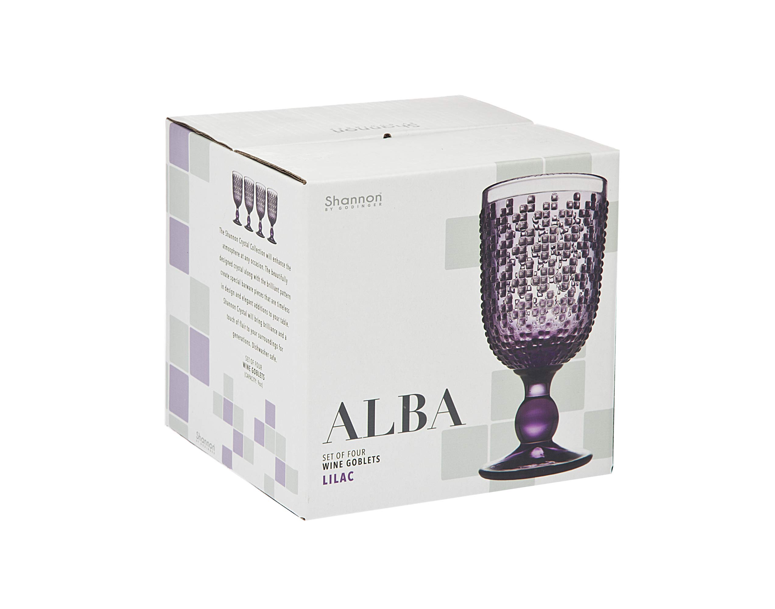 Premium Godinger Wine Glasses Set of 4 - Elegant Alba Amethyst Crystal Goblets for Red Wine, Champagne & Cocktails | Perfect for Dinner Parties, Weddings & Home Entertaining
