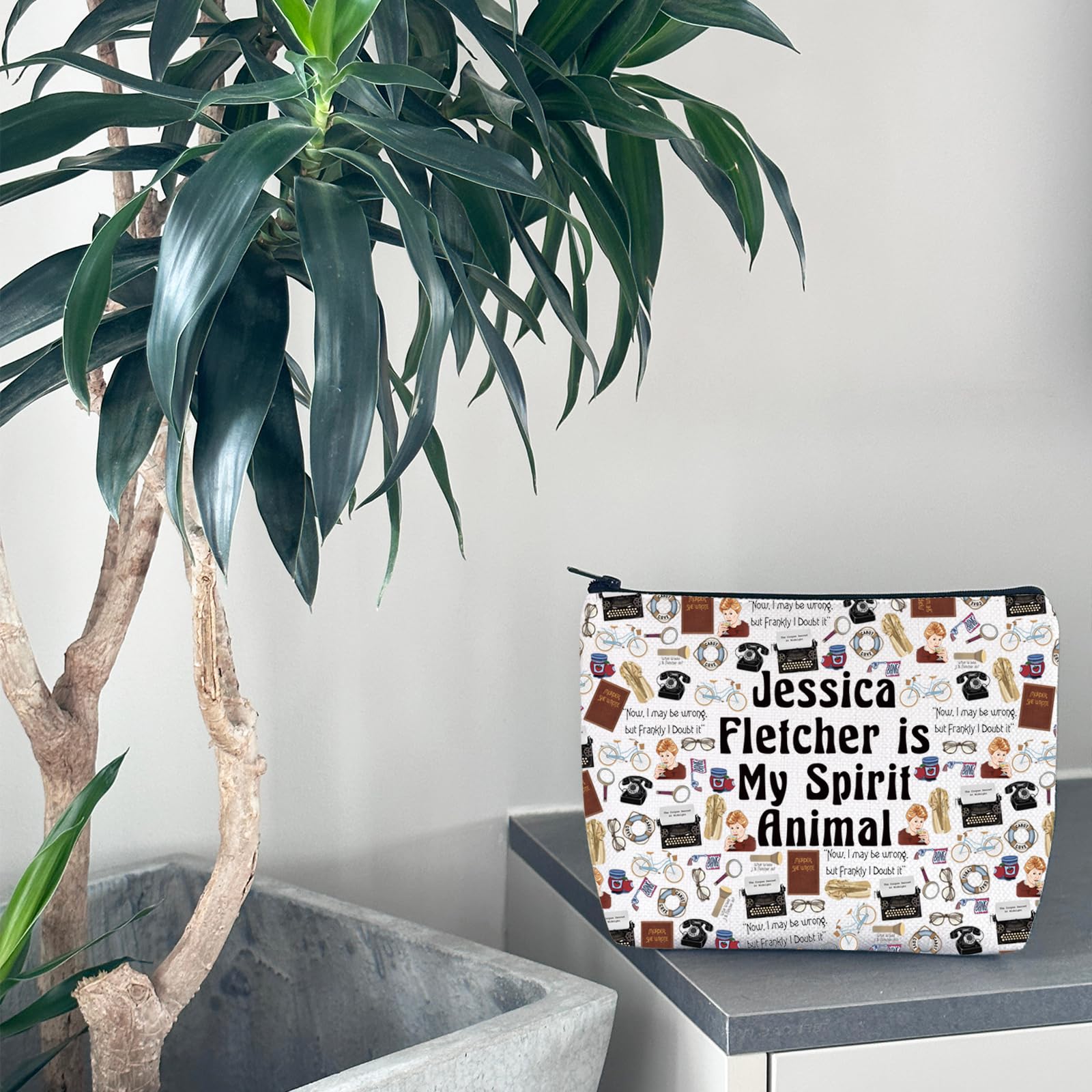 True Crime Makeup Bag - Jessica Fletcher Is My Spirit Animal Cosmetic Pouch | Murder Mystery Lover Gift for Women | Perfect for Travel, Gym & True Crime Fans