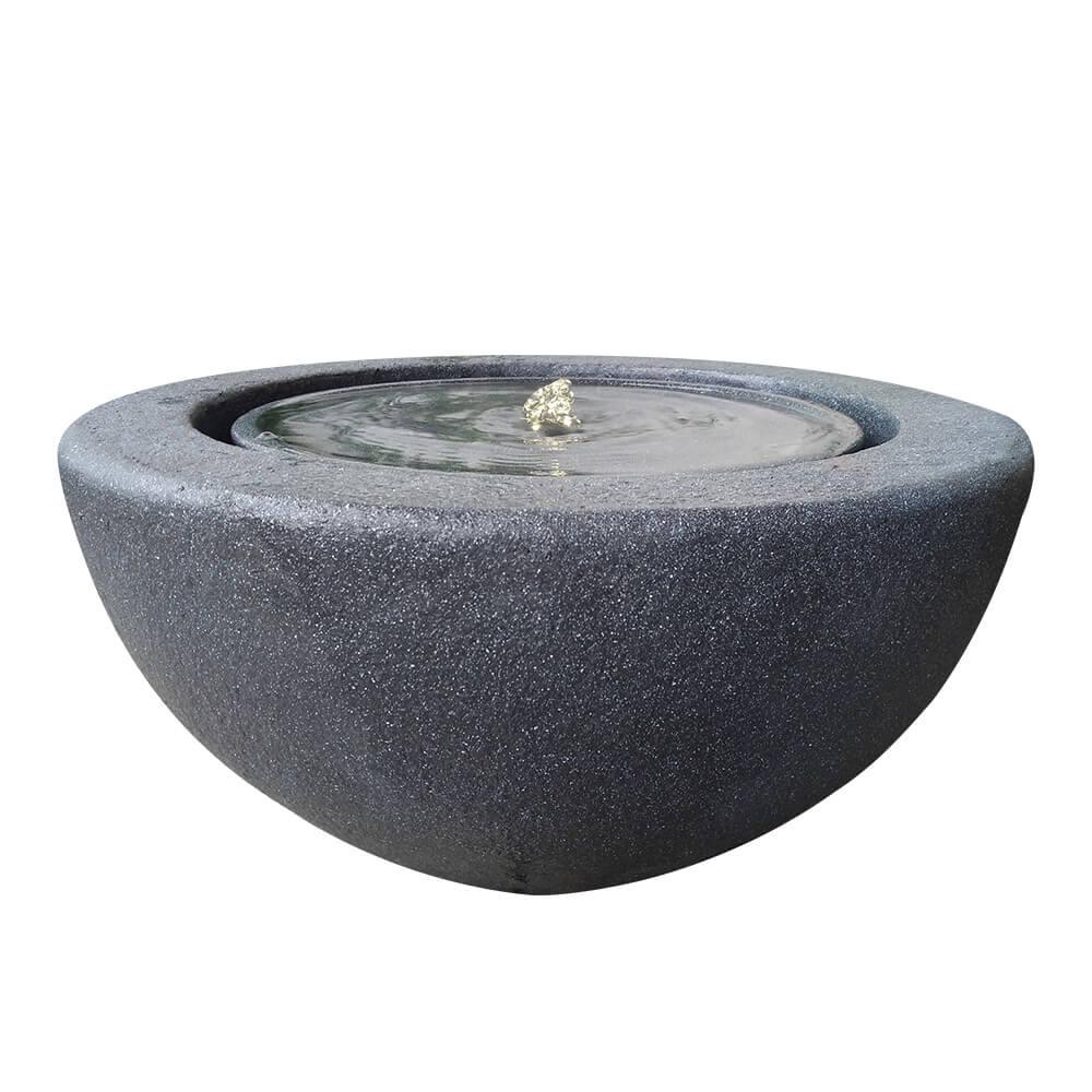 Dark Grey LED Bowl Stone Water Fountain - Indoor/Outdoor Decorative Water Feature for Garden, Patio, or Home Decor