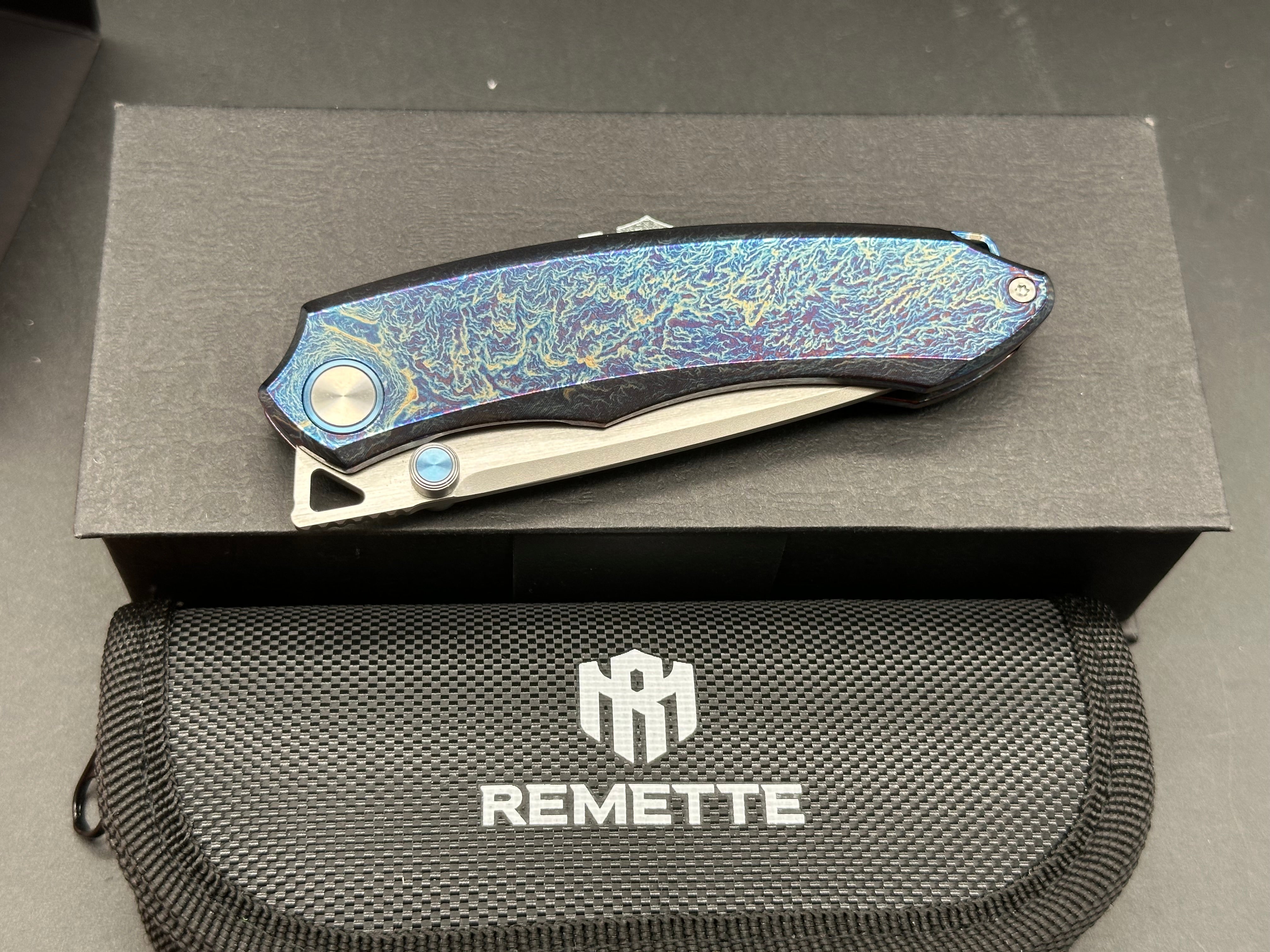 REMETTE Wild Species M390 Folding Knife - Colorful Titanium Handle - Premium EDC Pocket Knife for Outdoor Camping, Hiking & Survival Gear