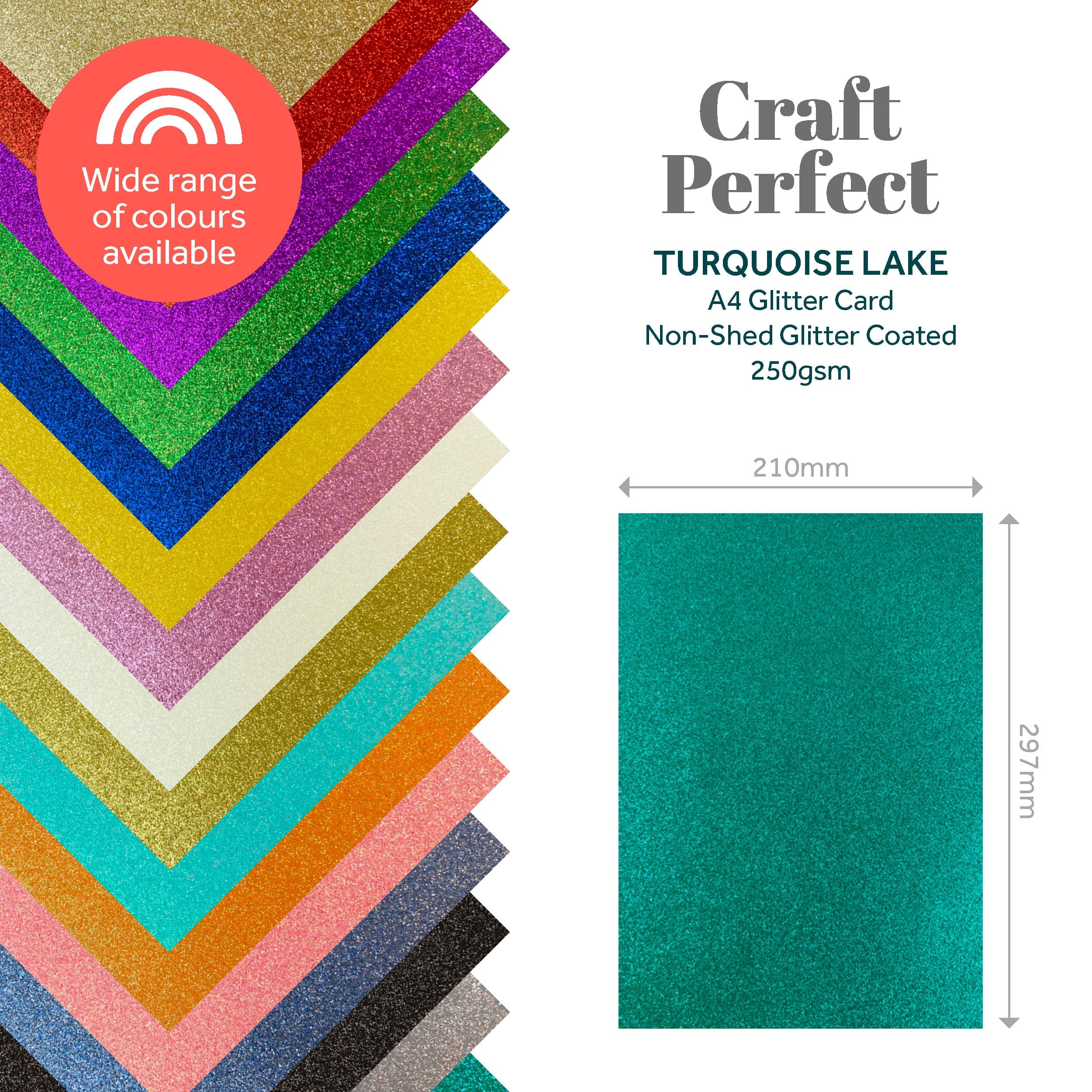 6-Pack Glitter Cardstock | Turquoise Lake Color | A4 Size (8.3