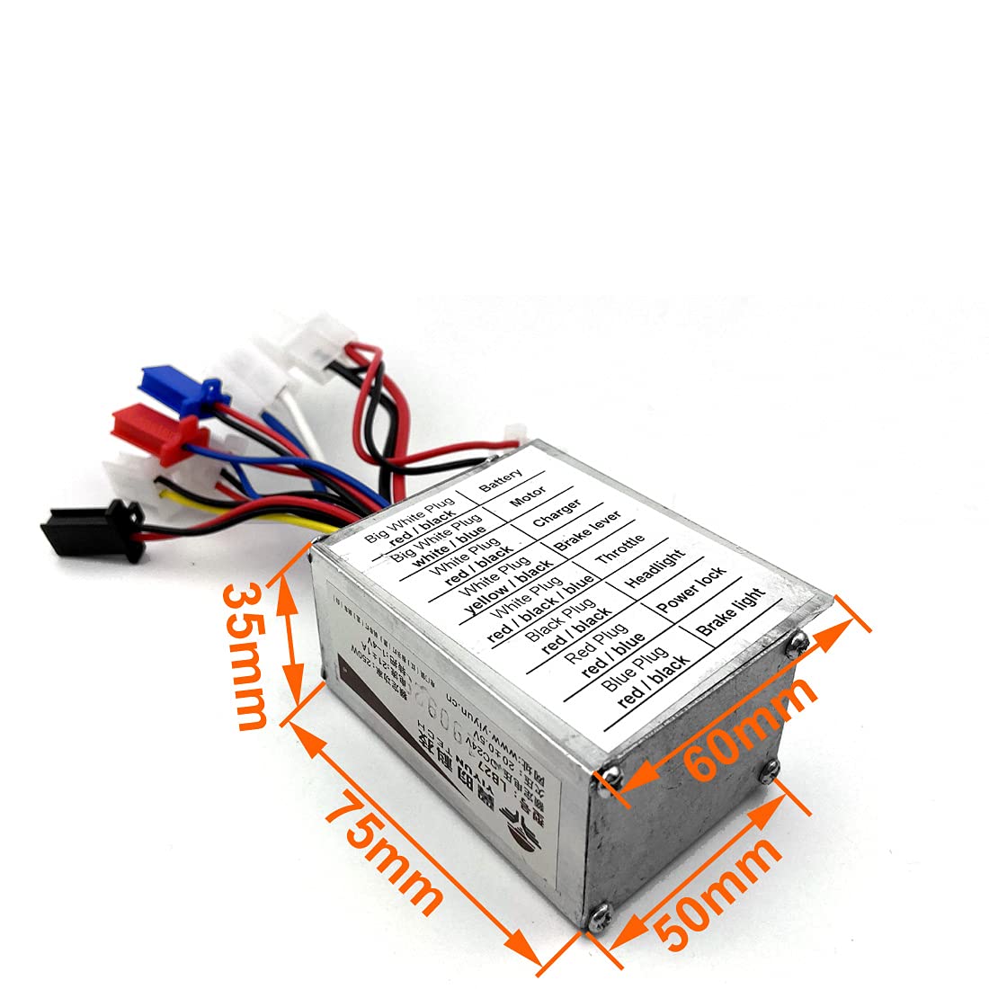 250W Electric Brushed Motor MY1016Z with 16T Gear - Freewheel L-faster Motor Kit with Brush Controller & Connectors for E-Bike, Scooter & DIY Electric Vehicle Projects