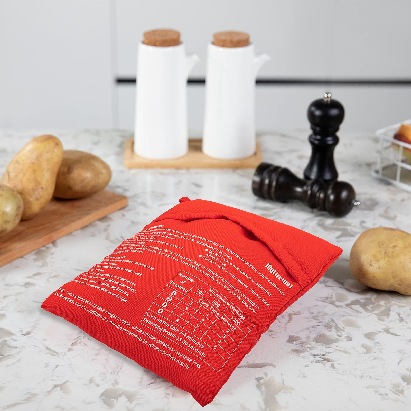 MyLifeUNIT Microwave Potato Bag for Baking - Reusable & Heat-Resistant Potato Cooking Pouch (Red) - Perfect for Quick Baked Potatoes, Sweet Potatoes & Veggies in Microwave