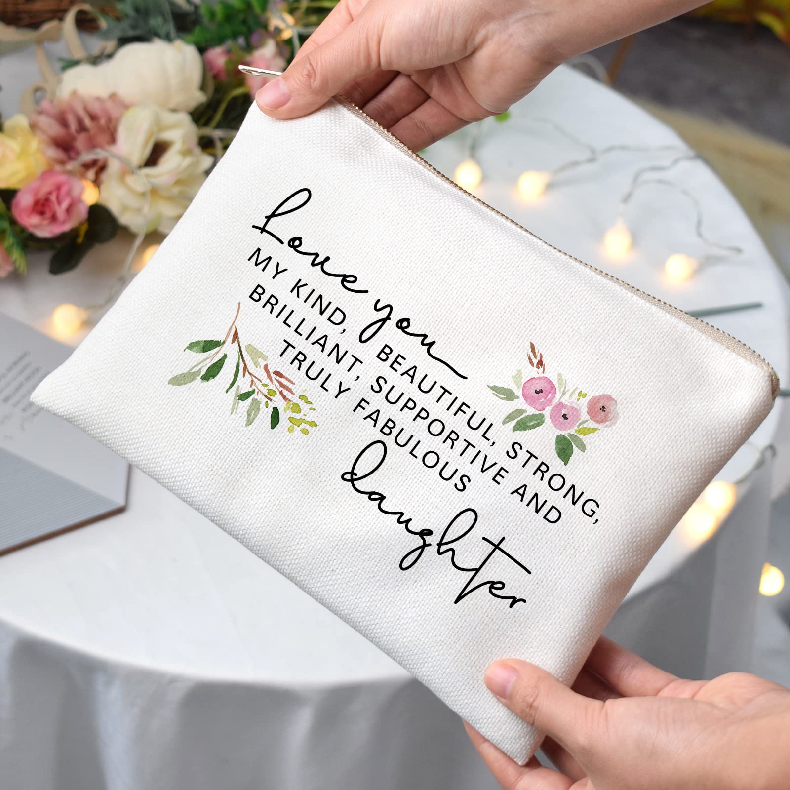 **Floral Cosmetic Bag for Women - Inspirational Birthday & Graduation Gift for Daughter, Daughter-in-Law - Perfect Makeup Pouch for Travel, Work & Daily Use**
