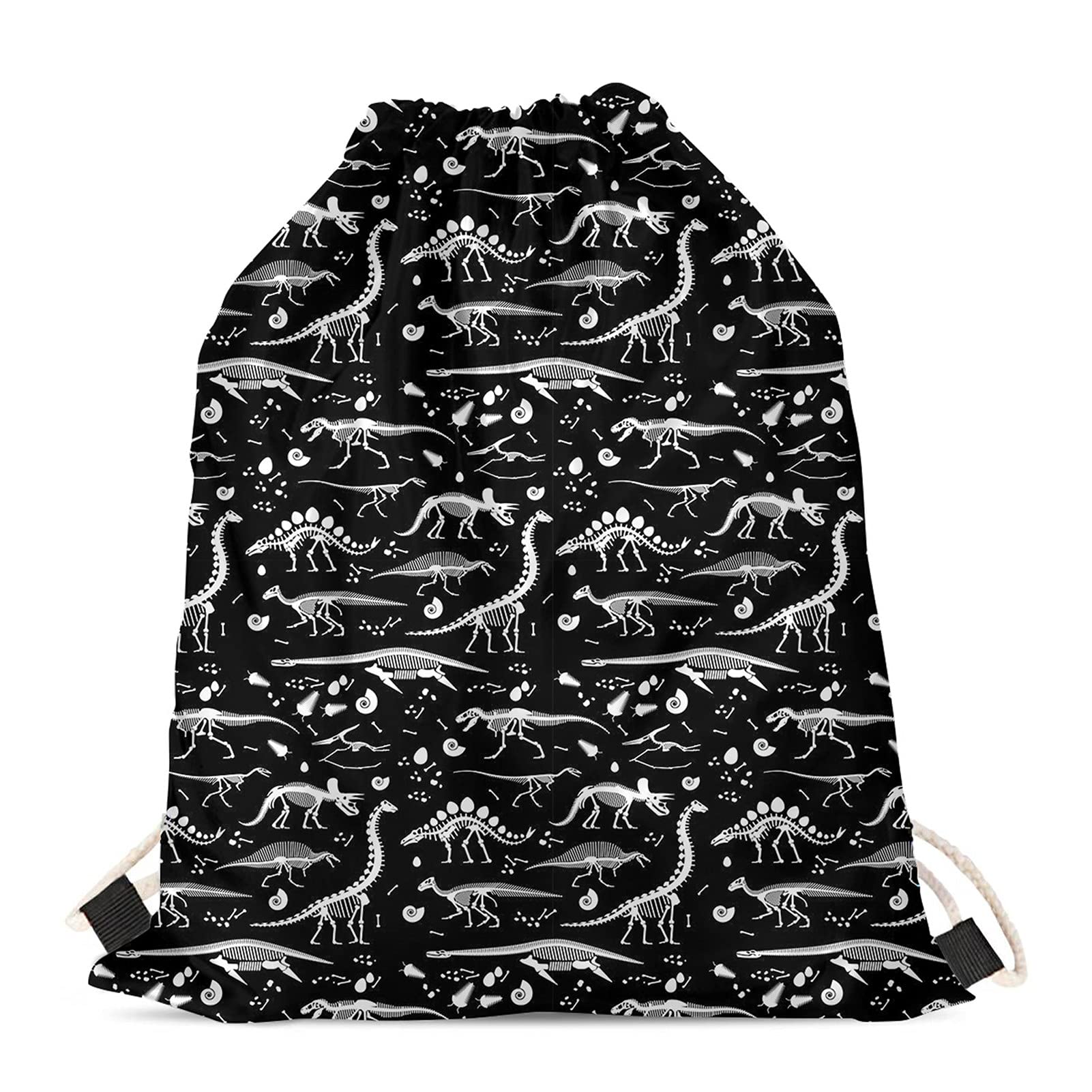 Dinosaur Drawstring Backpack for Kids - Portable Folding Swim Gym Bag, Waterproof Travel Storage Pouch for Boys & Girls - Perfect for Swimming, Sports, Outdoor Activities & Birthday Gifts