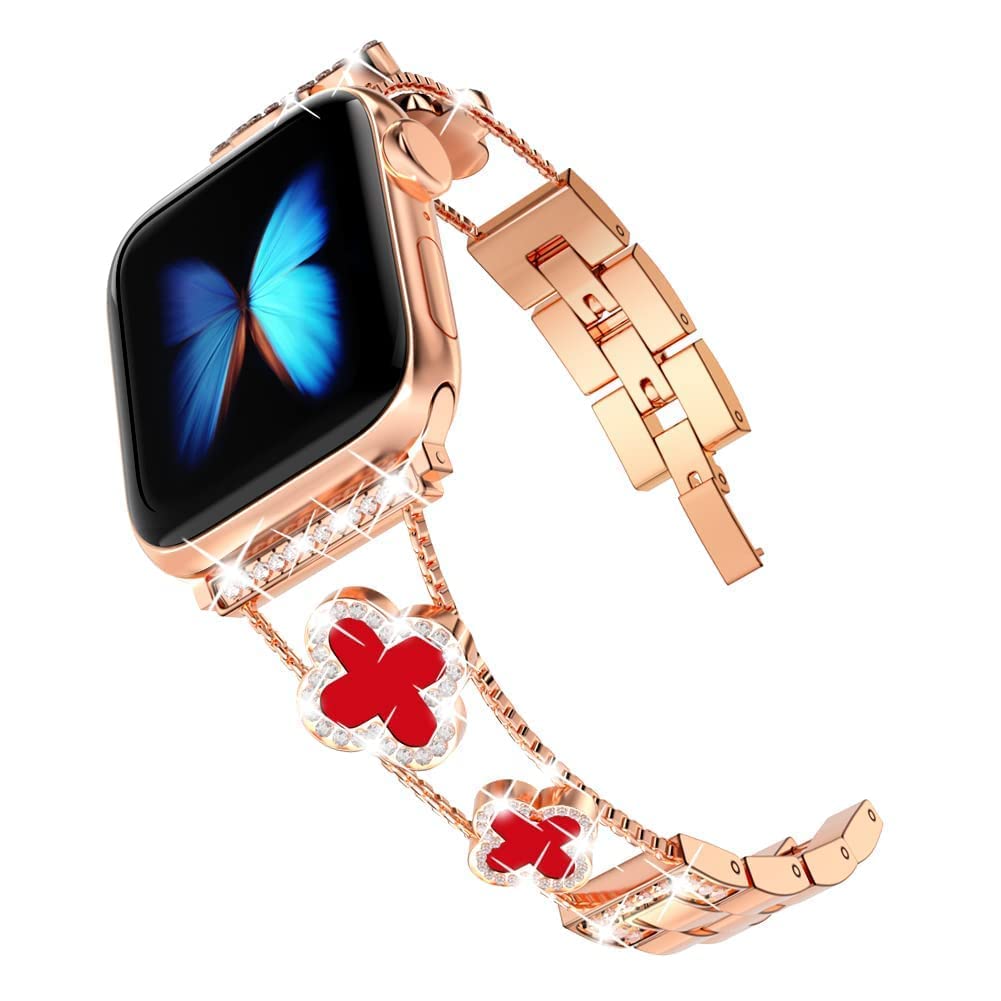 Premium Diamond Metal Watch Band for Apple Watch Series 10/9/8/7/6/5/4/3/2/1/SE/Ultra - Stylish 38mm 40mm 41mm 42mm 44mm 45mm 46mm 49mm Women's Accessory - Perfect for Everyday Wear, Office & Special Occasions