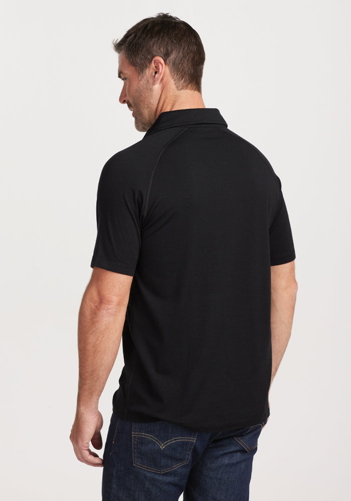Summit Polo Shirt for Men - Classic Black Performance Golf & Casual Wear - Moisture Wicking & Breathable Fabric for Outdoor Sports & Office