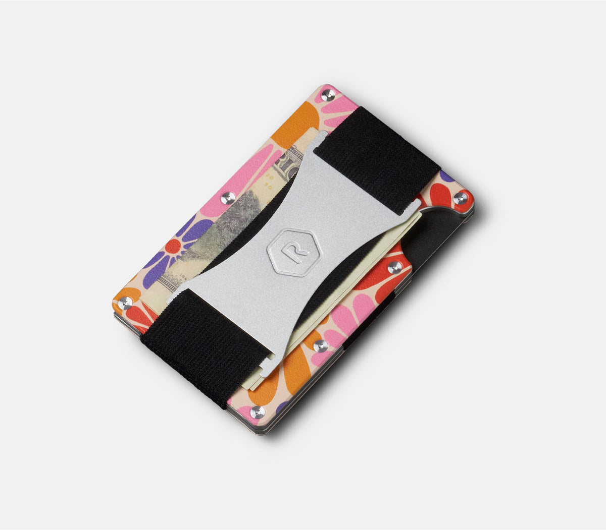 Ridge Wallet - Slim Minimalist RFID Blocking Metal Wallet for Men & Women | Flower Power Design | Perfect for Everyday Carry, Travel & Gifting