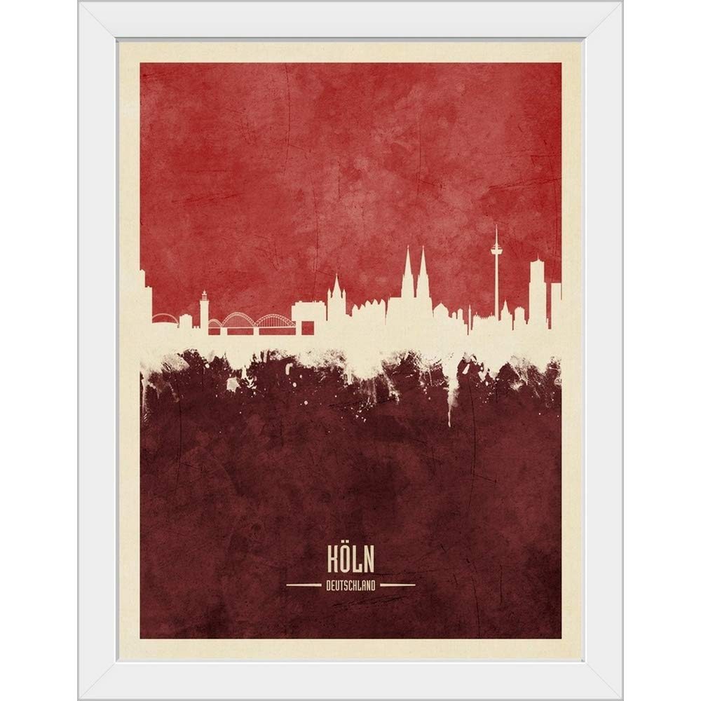 Cologne Germany Skyline White Framed Canvas Art Print - Premium Home & Office Wall Decor for Living Room, Bedroom, Office