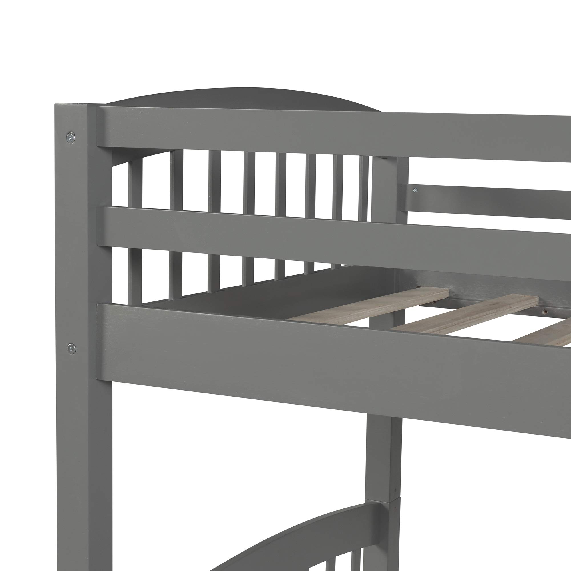 SOFTSEA Twin Over Twin Solid Wood Bunk Bed with Trundle & 3 Storage Drawers - Kids Bunk Bed Frame with Safety Guardrails - Space-Saving Bedroom & Guest Room Furniture (Grey) | Perfect for Small Rooms, Sleepovers & Vacation Homes
