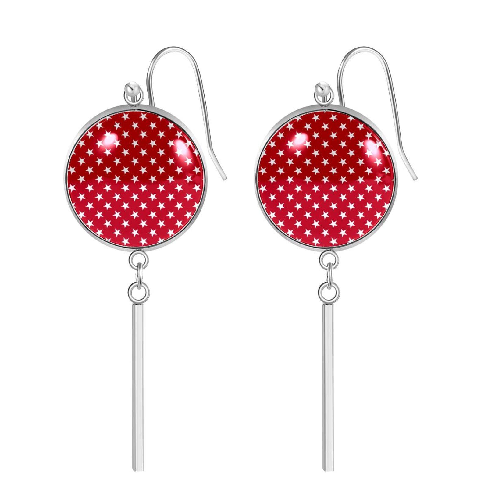Yellow Glass Dangle Drop Earrings for Women | Stainless Steel Circle Hoop Earrings with Vertical Bar | Fashion Jewelry Gift for Her | Perfect for Summer Outfits, Parties & Special Occasions