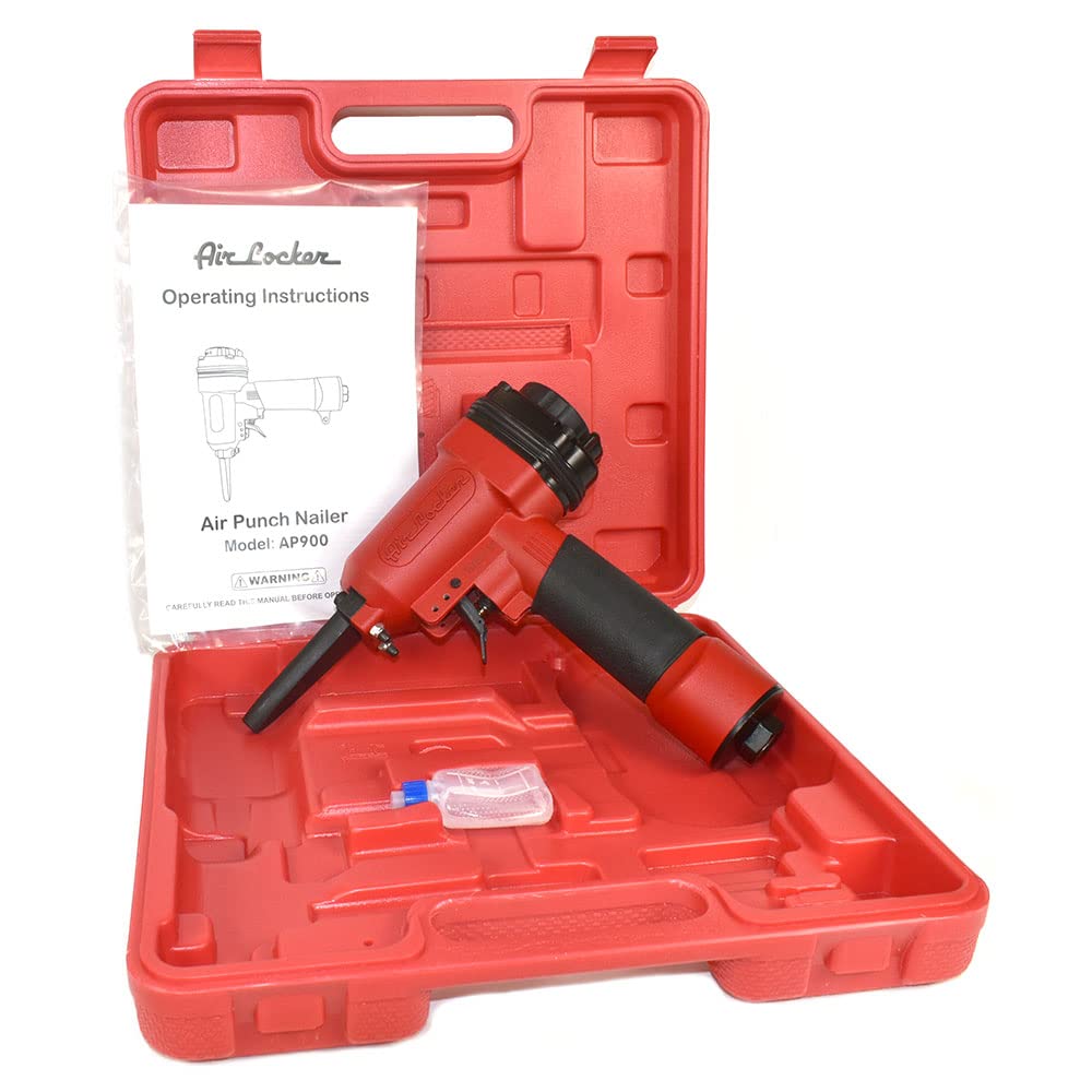 Air Locker AP900-KIT 1/4 Inch NPT Heavy Duty Pneumatic Air Punch Nailer with 3 Piston Drivers - Professional Construction & Woodworking Tool for Framing, Roofing, and Carpentry Projects