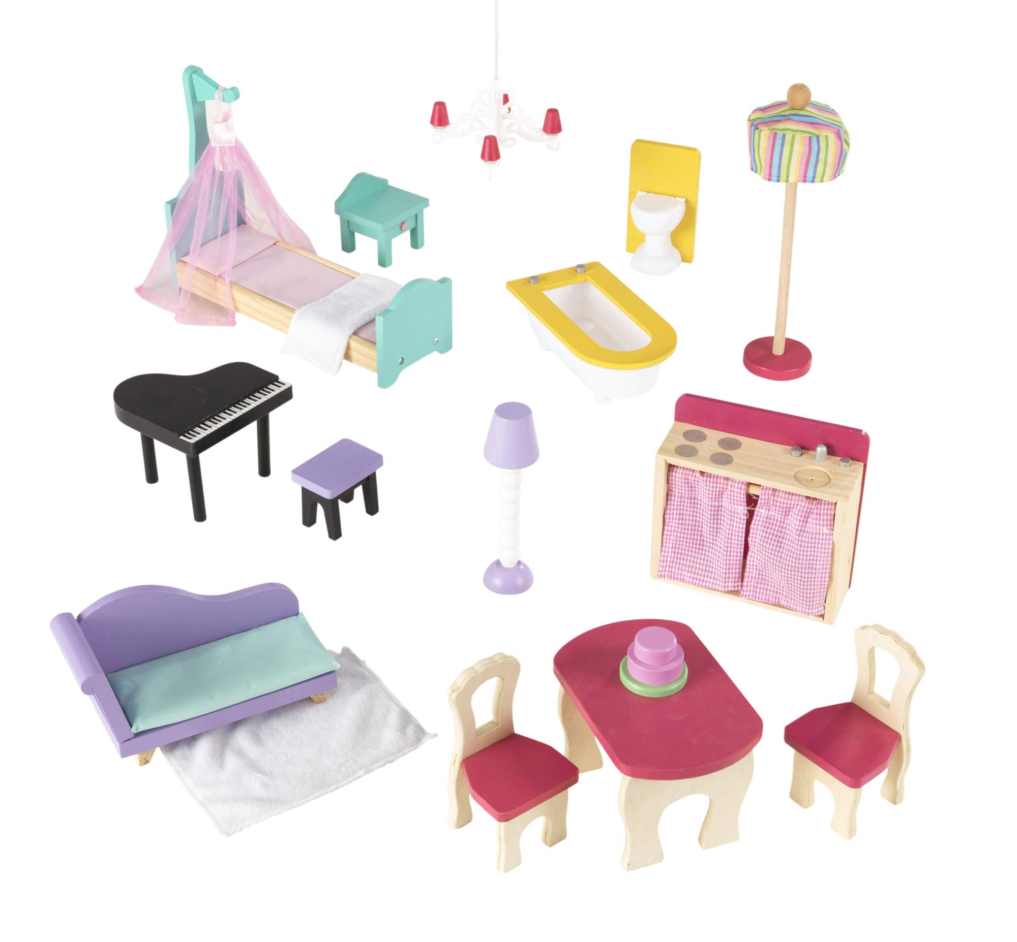 KidKraft Annabelle Wooden Dollhouse with Elevator & Balcony - 17-Piece Accessory Set | Perfect Gift for Girls Ages 3+ | Pretend Play, Imaginative Play, Nursery Decor