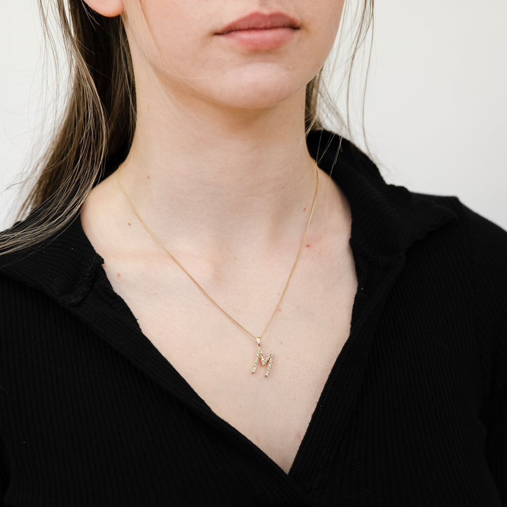 9ct Yellow and White Gold Two-Tone Diamond-Cut Initial 