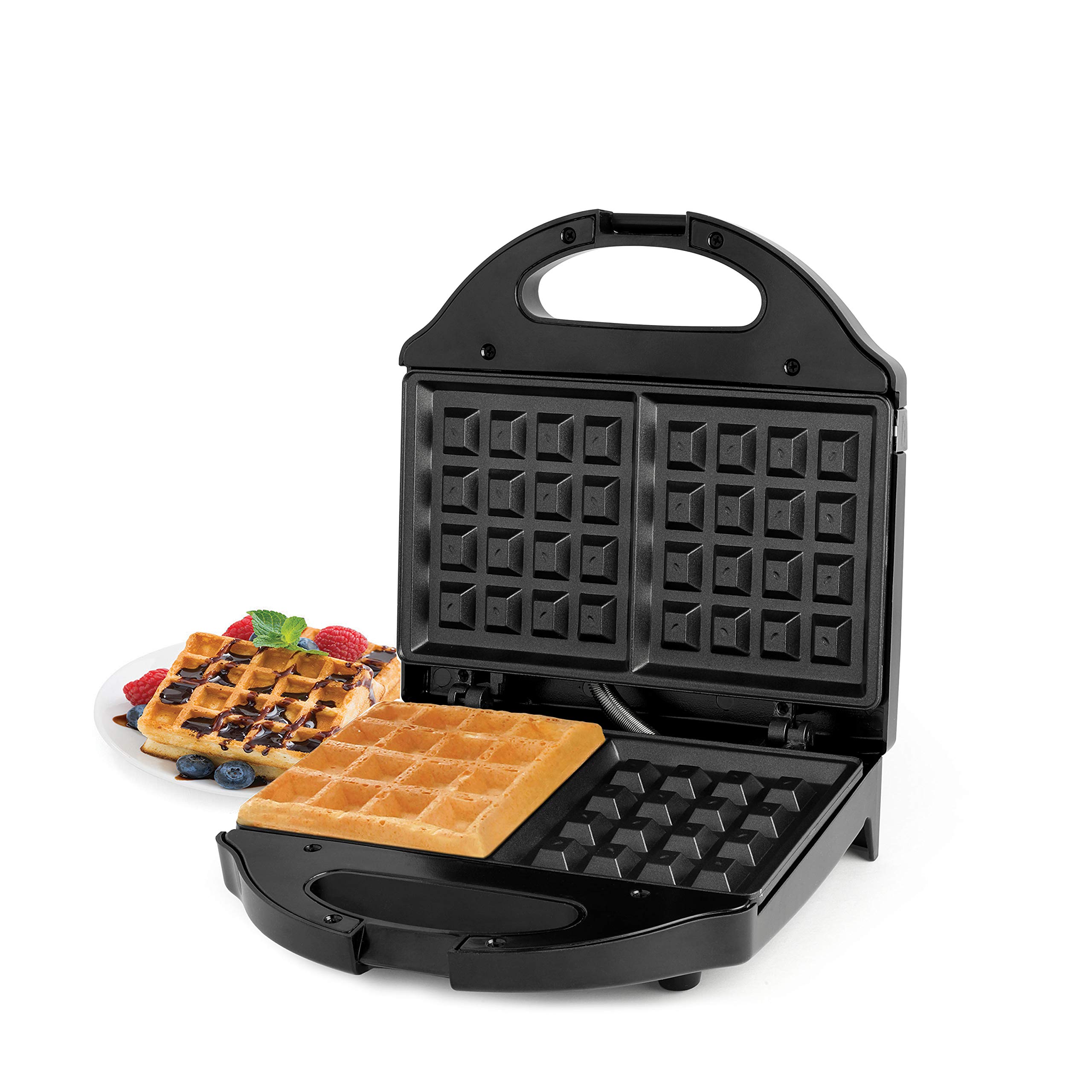 Salton WM1075BK Belgian Waffle Maker - Black, 2-Slice Non-Stick Electric Waffle Iron for Perfect Breakfast & Brunch at Home