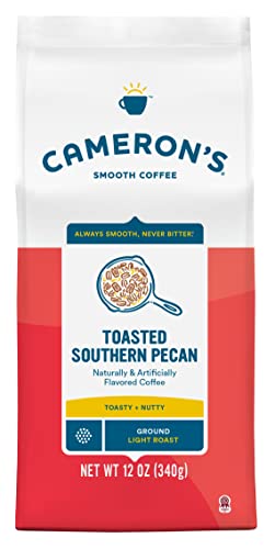 Premium Toasted Southern Pecan Flavored Ground Coffee - Cameron's Coffee Roasted 12oz Bag - Perfect for Morning Brews & Cozy Evenings