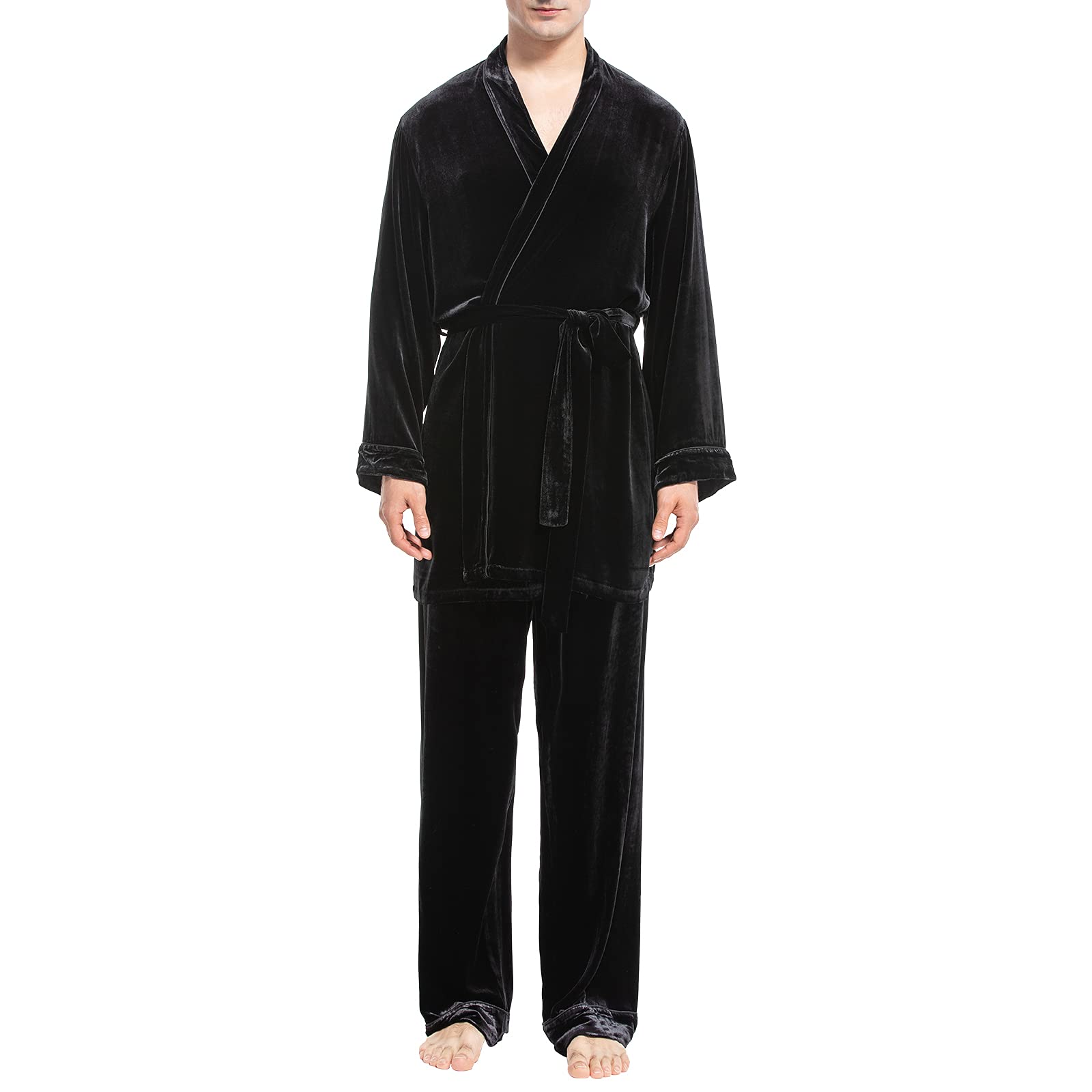 Luxury Men's Silk Velvet Pajamas Set - Soft Winter Sleepwear for Cold Weather - Cozy Loungewear for Home Relaxation & Holiday Gifts