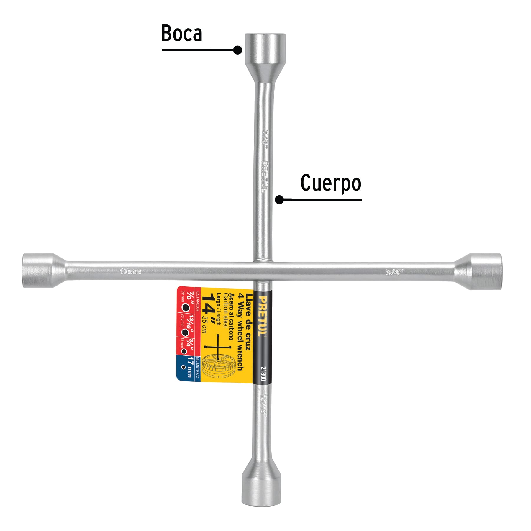 14-Inch Pretul Car Tire Iron - Heavy Duty Lug Wrench for Emergency Roadside Tire Changes & Auto Repair (Ideal for Trucks, SUVs & Sedans)
