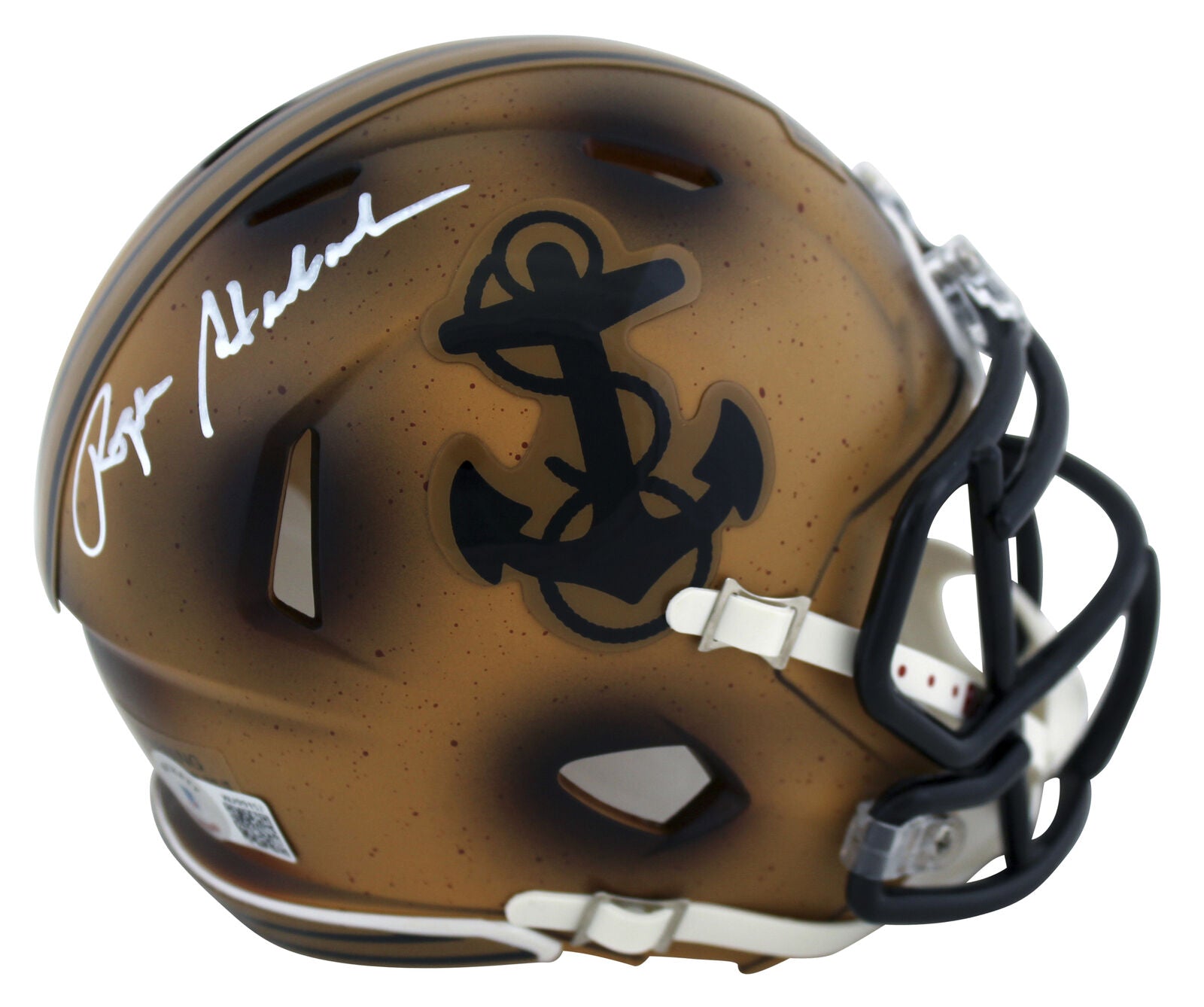 Roger Staubach Autographed Navy Midshipmen 2019 Throwback Bowl Riddell Revolution Mini Football Helmet - Collectible Memorabilia for Sports Fans and Navy Alumni