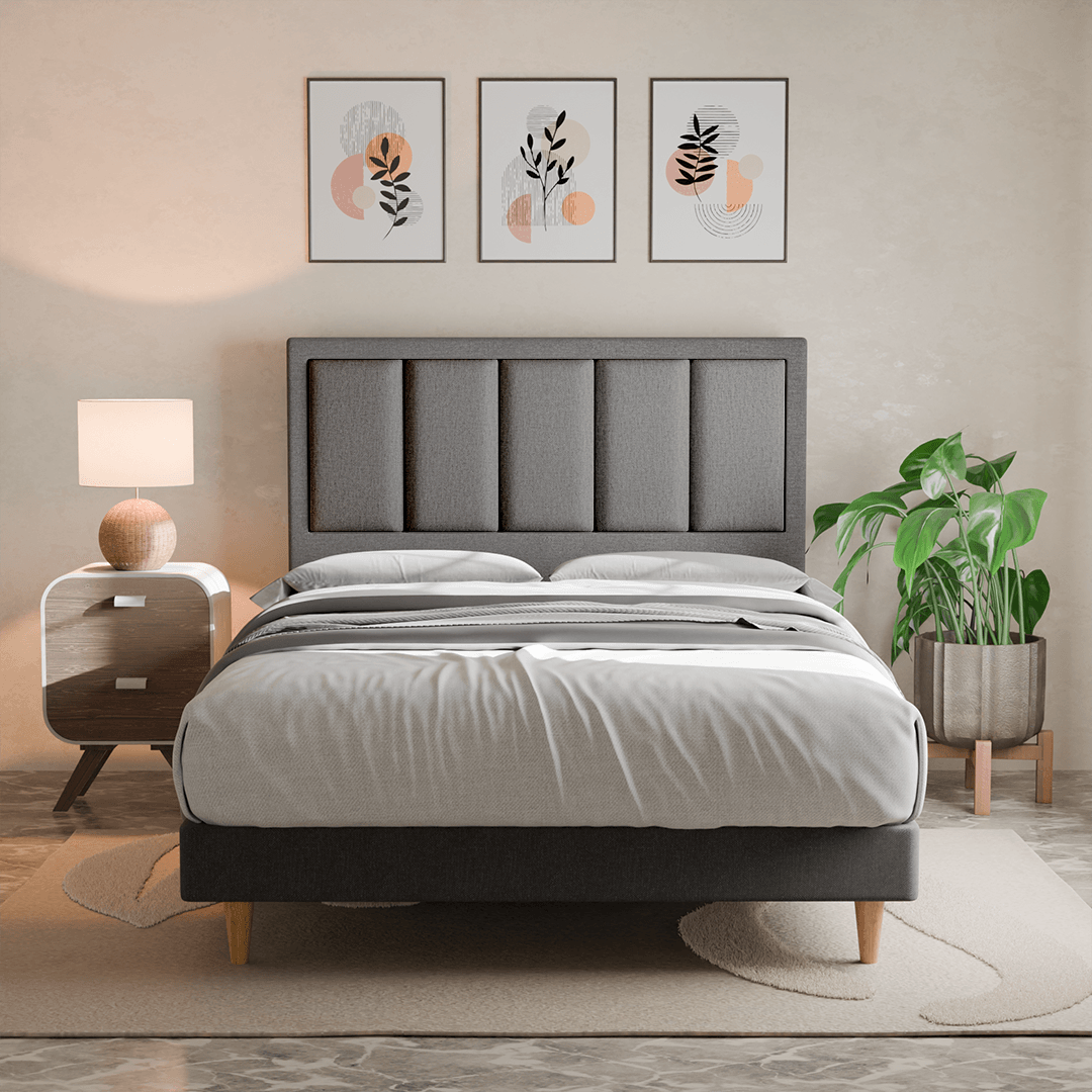 Marley Fabric Bed Frame - Queen Size, Sturdy & Noise-Free, Pet-Friendly Upholstered Platform Bed with Wooden Slats for Support | Perfect for Modern Bedrooms, Guest Rooms & Pet Owners