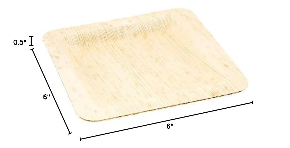 Premium 6-Inch Square Bamboo Leaf Plates - Eco-Friendly Disposable Palm Plates for Restaurants, Catering & Events (100 Count) - Perfect for Tasting, Desserts, Appetizers & Sustainable Dining