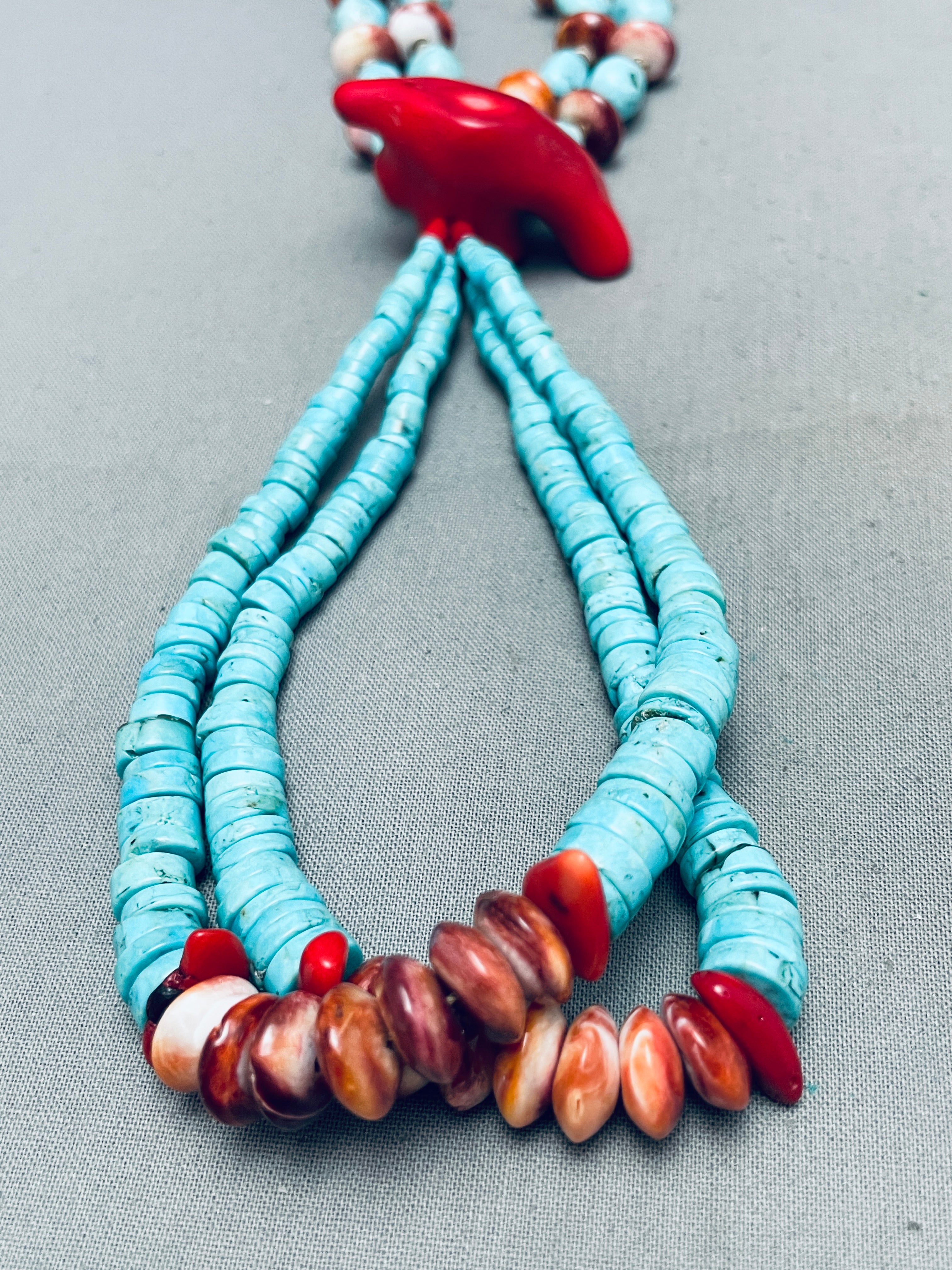 143 Grams Vintage Santo Domingo Turquoise Shell Jacla Necklace