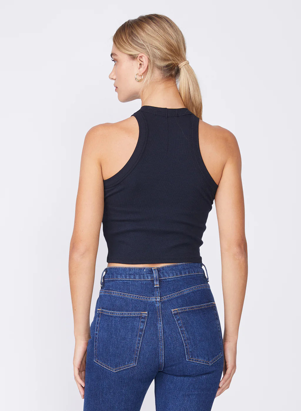 90s Cropped Ribbed Tank Top for Women - Black | Vintage Style Casual Wear for Summer & Layering