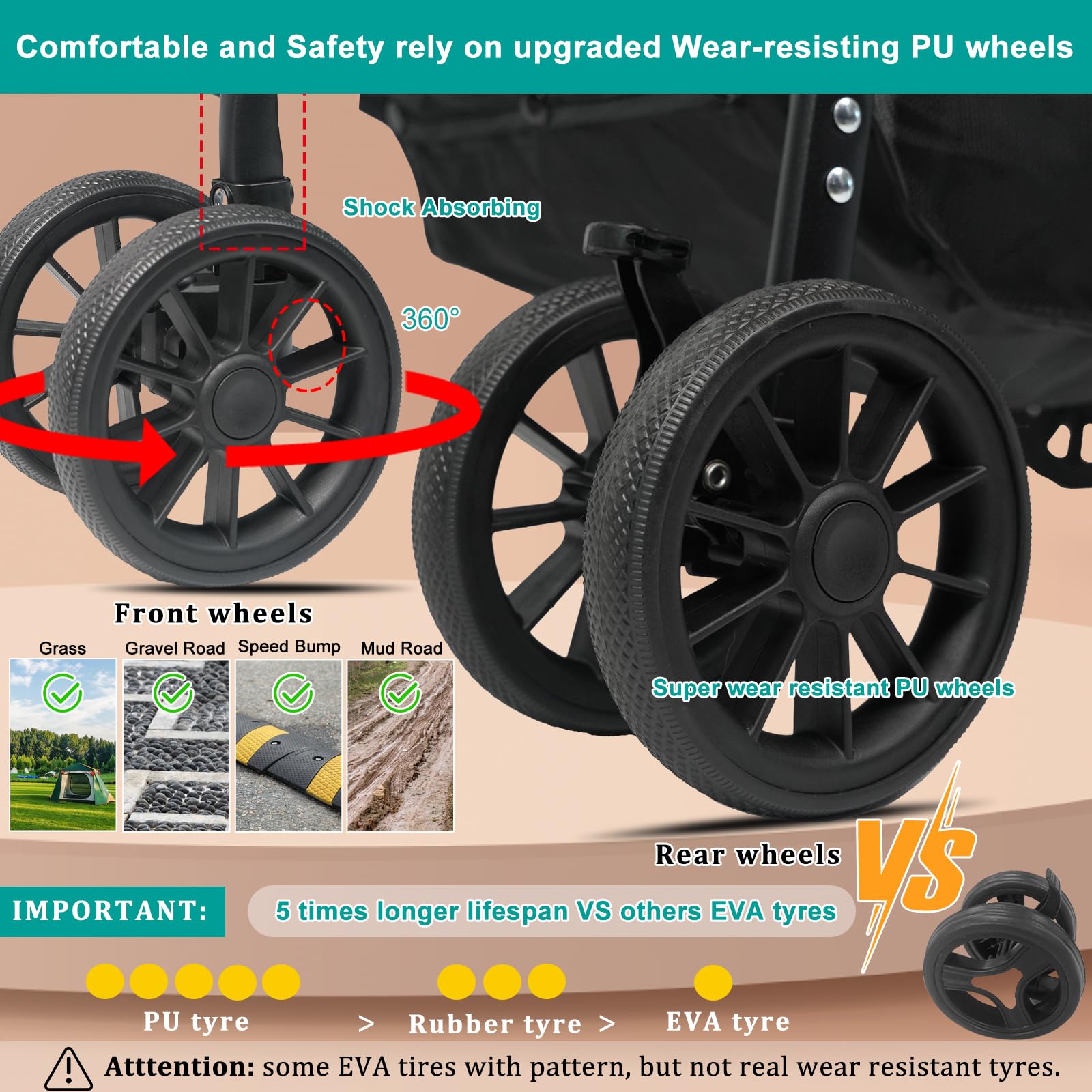 MILA&LOUIS Medium Dog Stroller with 4 Upgraded Wheels - Lightweight Pet Stroller for Small Dogs, Cup Holder & Hook - Detachable Spacious Cradle for Multiple Pets | Perfect for Park Walks, Vet Visits & Shopping Trips