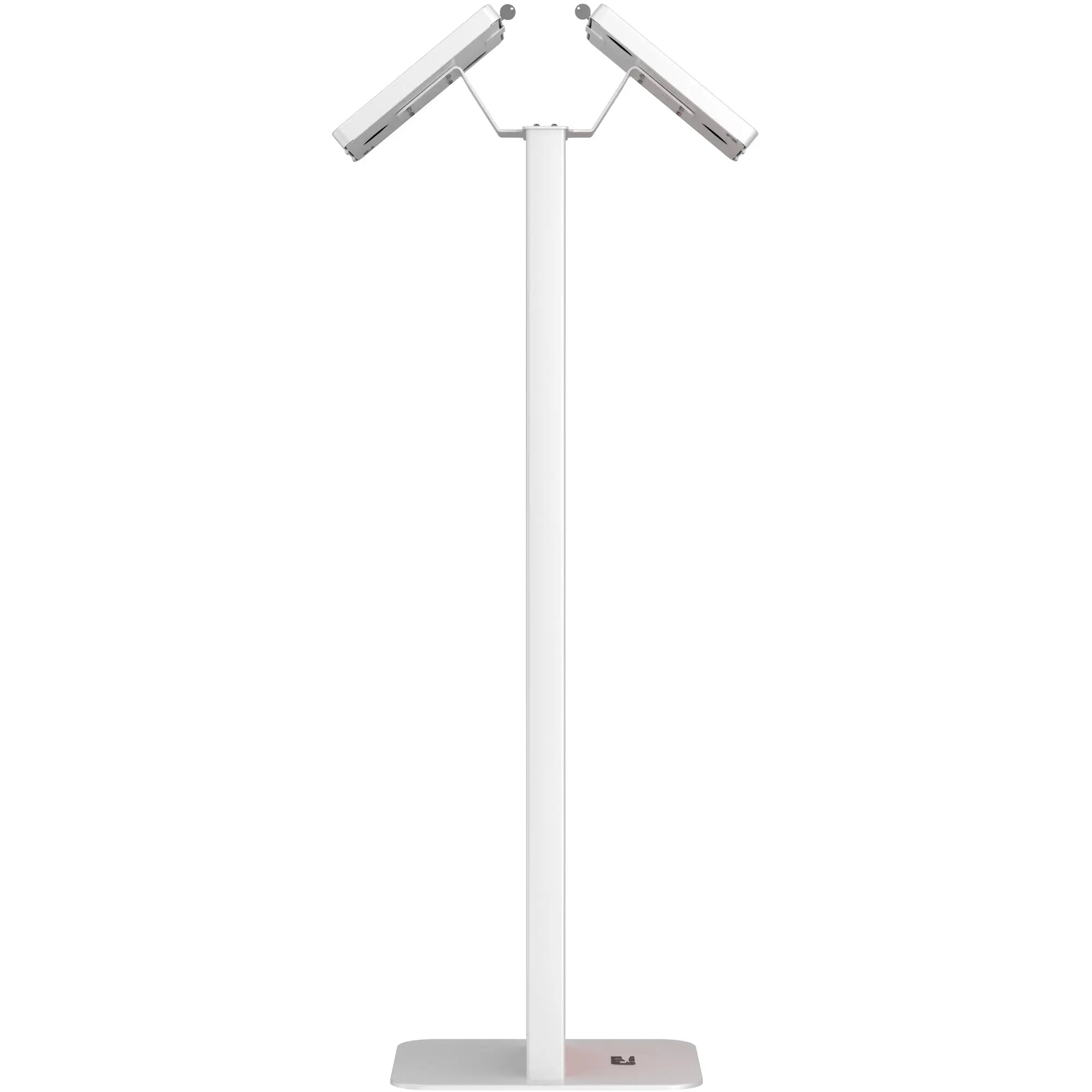 Customizable Dual Enclosure Locking Floor Stand Kiosk with Graphic Card Slot for Branding - Perfect for Retail Stores, Trade Shows, and Event Displays