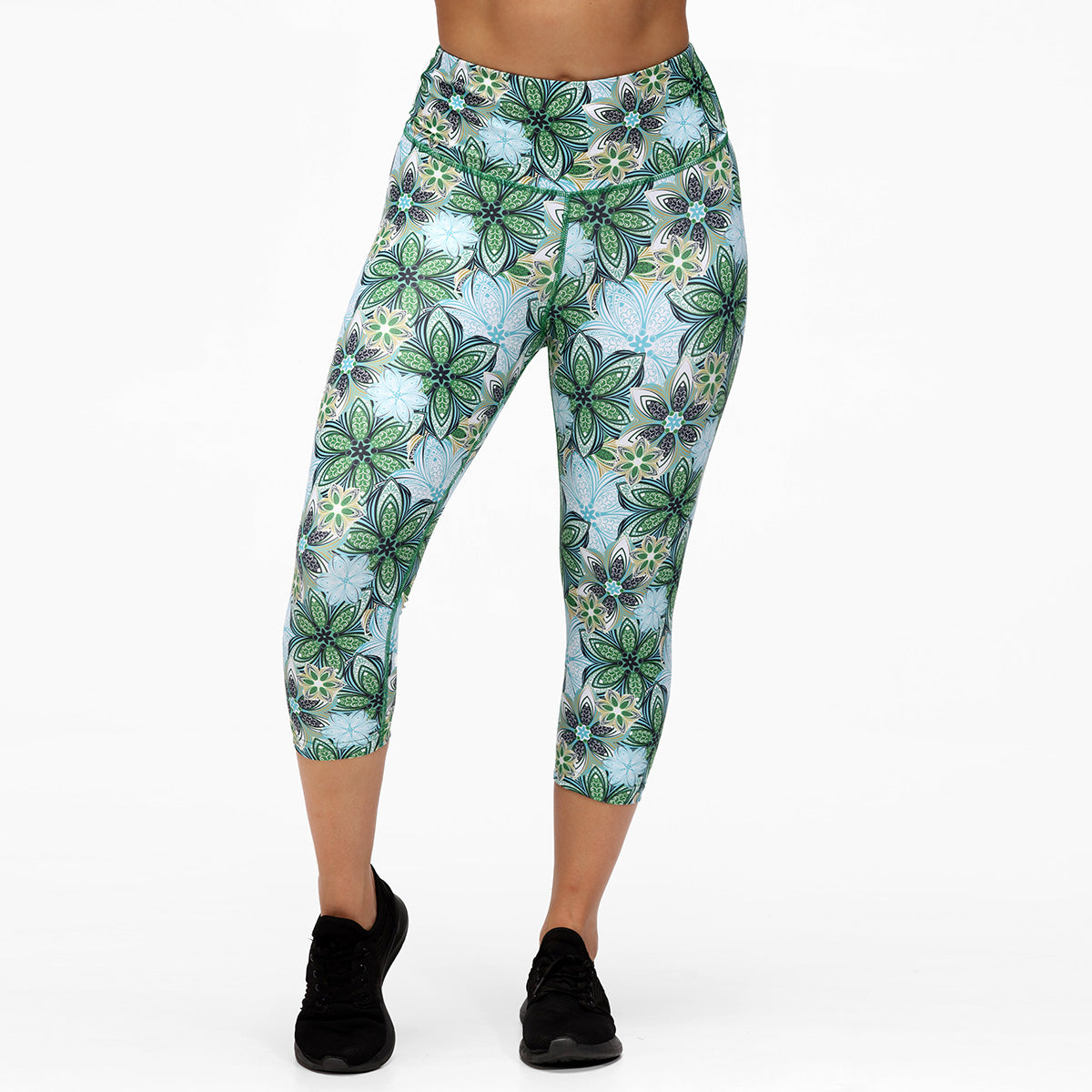 Mandala Capri Pants - Boho Yoga Pants for Women, Comfortable Stretchy Lounge Pants for Meditation, Travel & Beach