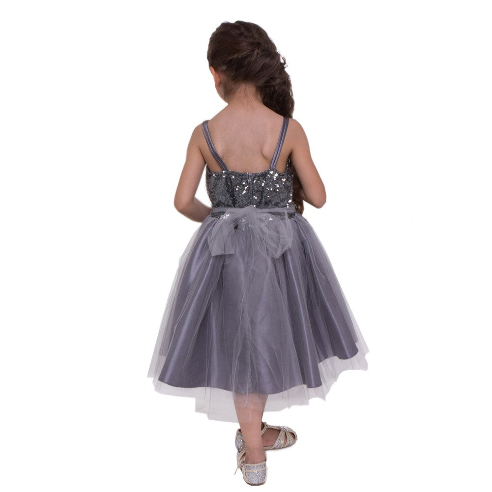 Sparkly Grey Sequin Tulle Bridesmaid Dress for Juniors Size 8-12 | Big Girls Formal Party Gown | Perfect for Weddings, Prom & Special Occasions