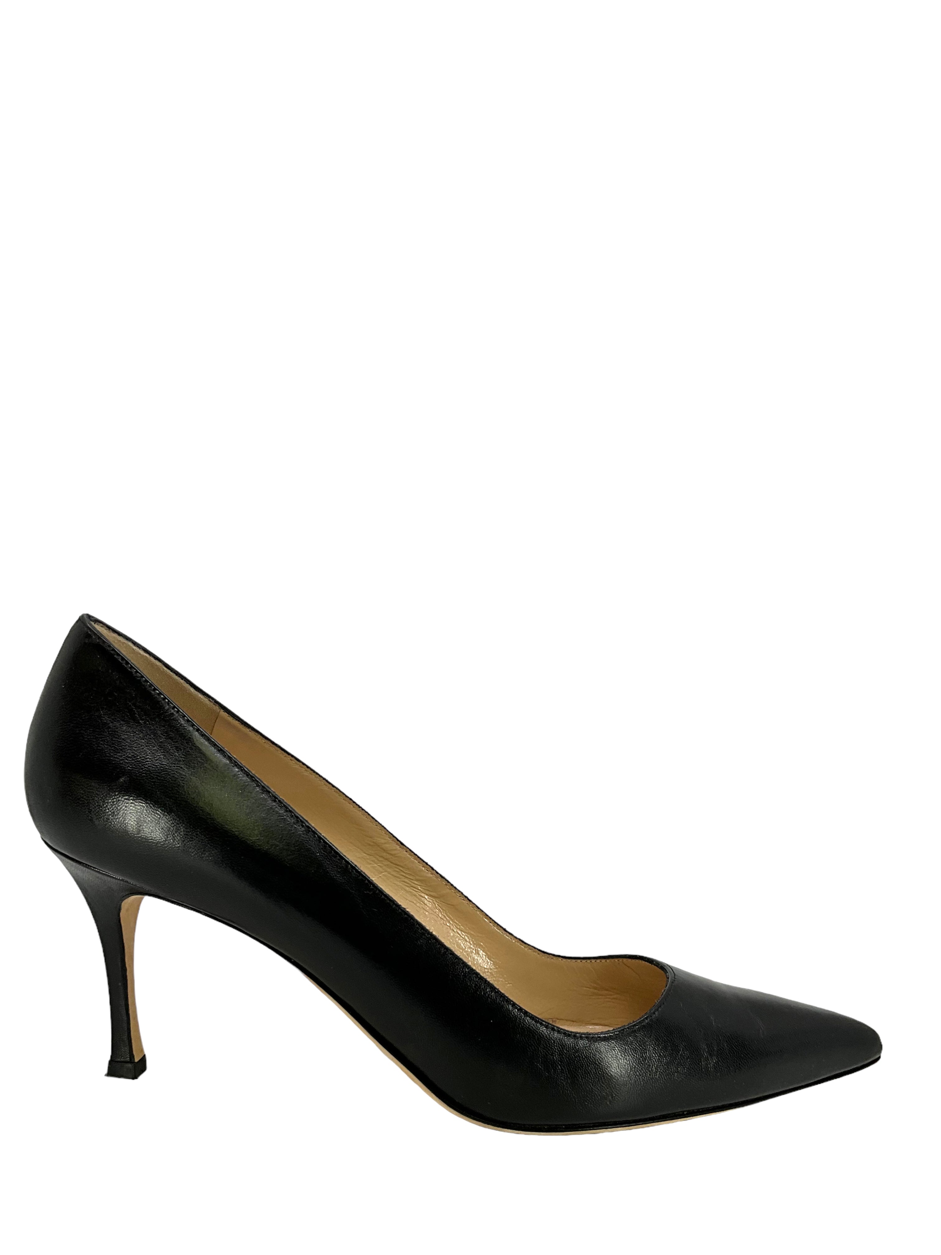 Manolo Blahnik BB Leather Pumps Women's Size 10.5 - Classic Pointed Toe High Heels for Wedding, Party & Office Wear