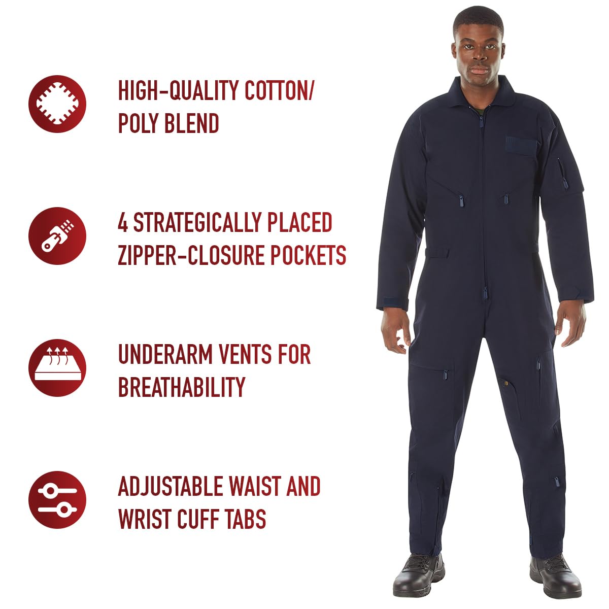Rothco Men's Flight Suit - Military Pilot Coveralls Jumpsuit for Aviation, Cosplay & Halloween Costume - Durable Workwear for Pilots, Mechanics & Costume Enthusiasts